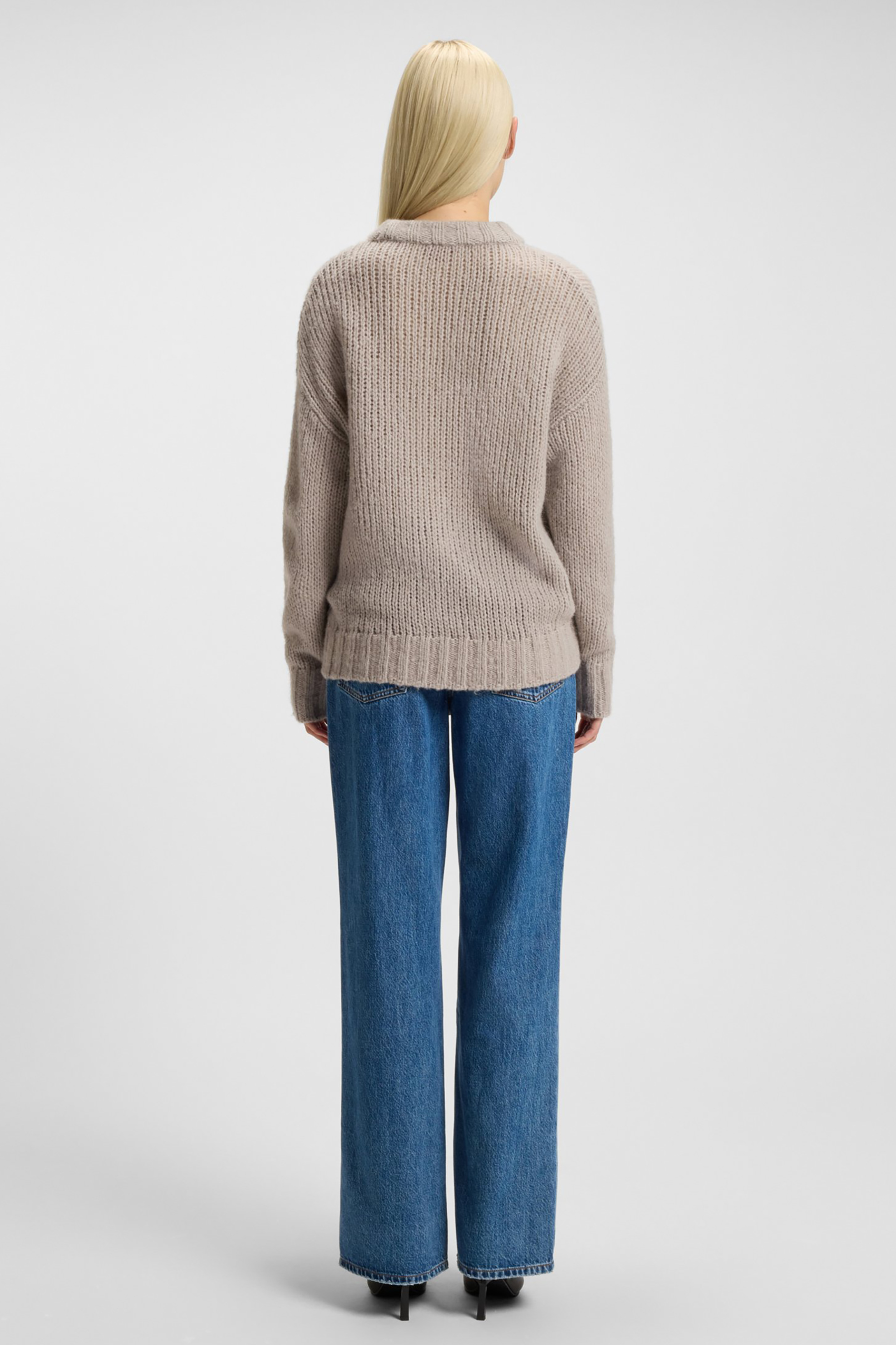HUGO Oversized Wool-Alpaca Blend Crew Neck Sweater Sloossy Bekleidung, Strickwaren, Pullover, Hosen
