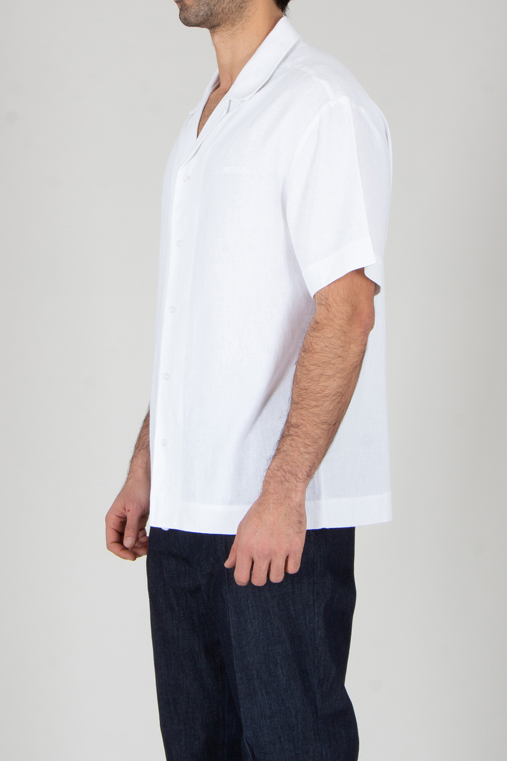 EMPORIO ARMANI Relaxed Fit Linen Blend Beachwear Short-Sleeve Shirt