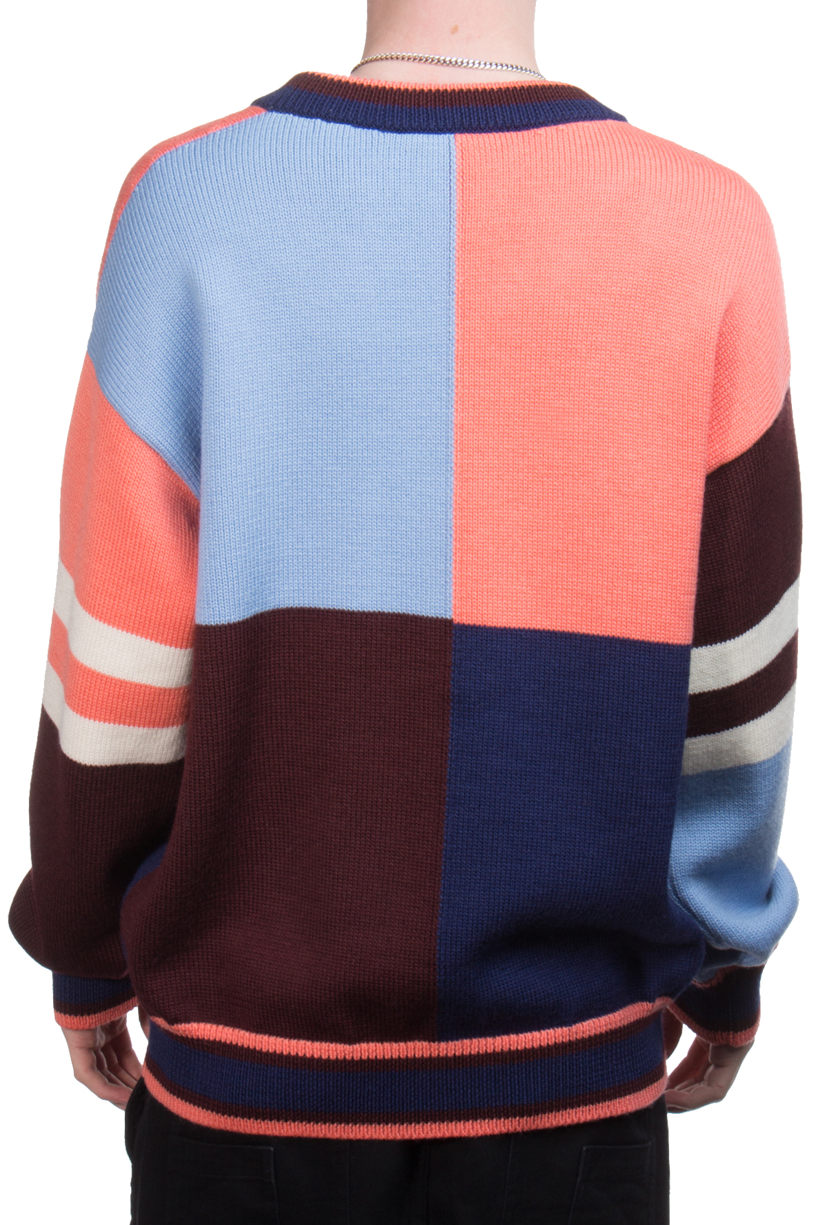 DOLCE & GABBANA Patchwork V-Neck Knit Sweater