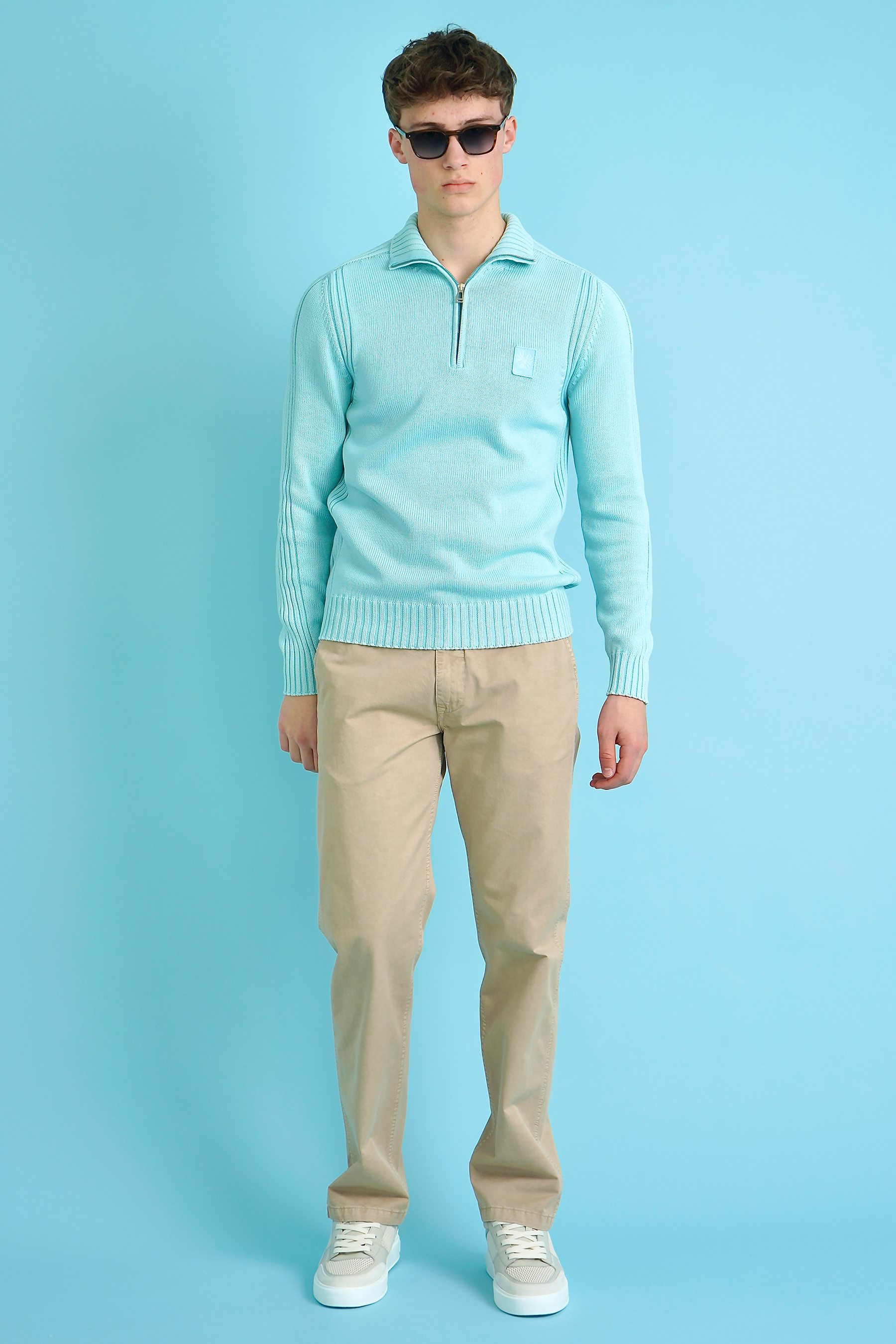 BELSTAFF Quarter Zip Cotton Knit Sweater