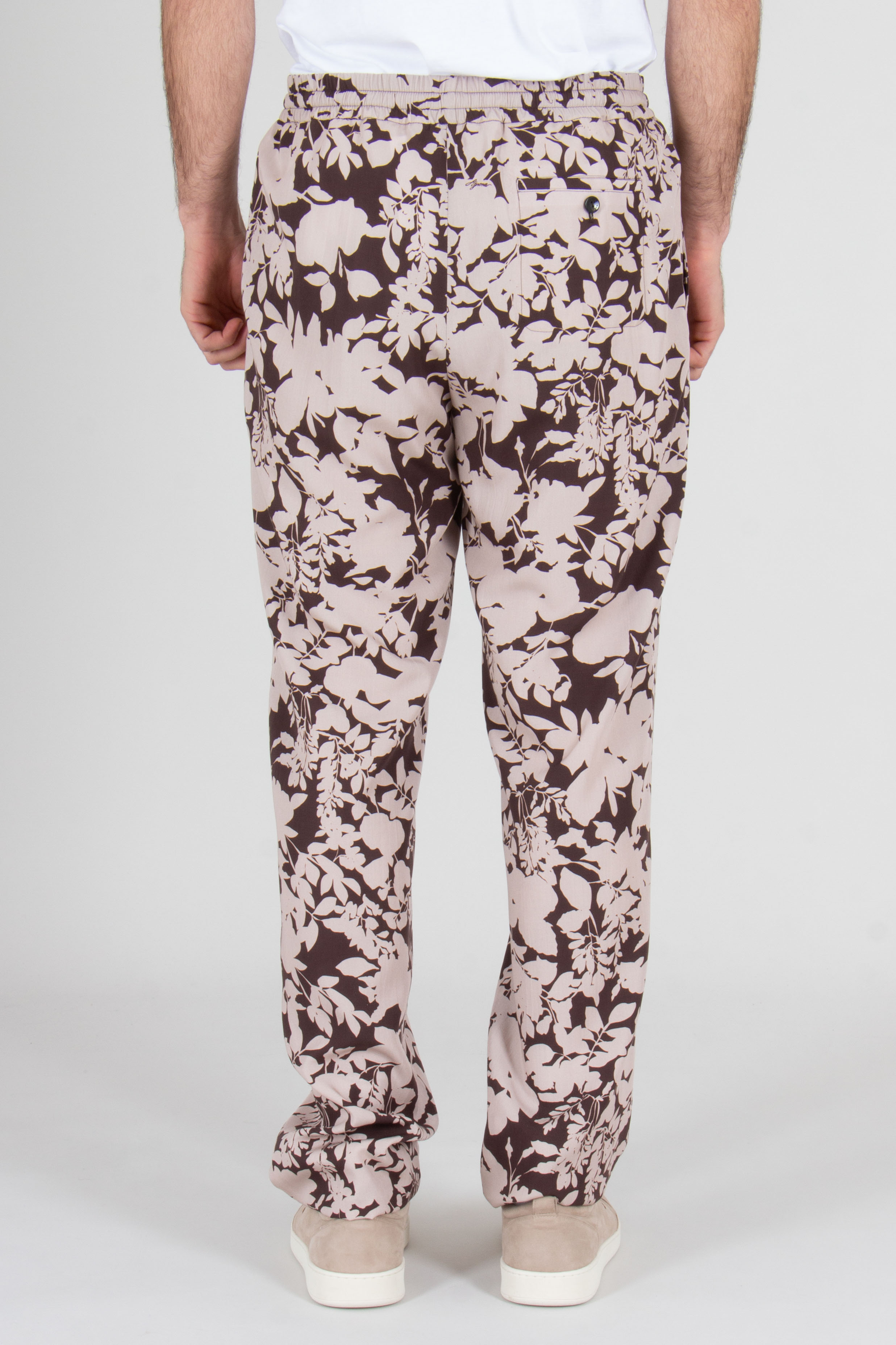 AGNONA Relaxed Fit Floral Pattern Lyocell Drawstring Pants