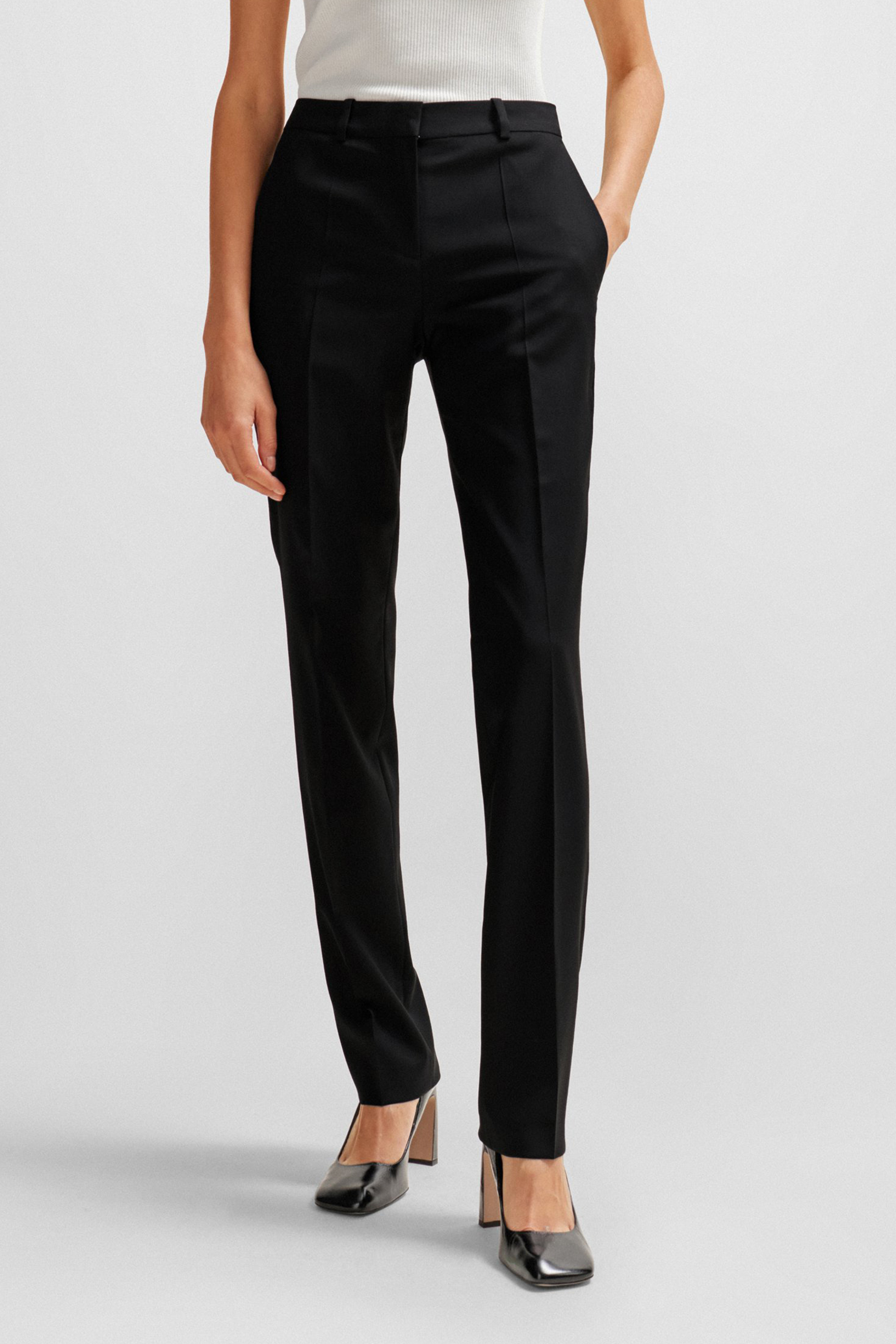 BOSS Regular Fit Virgin Wool Pants Tameah