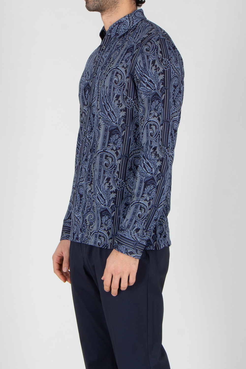 ETRO Easy Fit Paisley Pattern Viscose Jacquard Piqué Button-Down Shirt