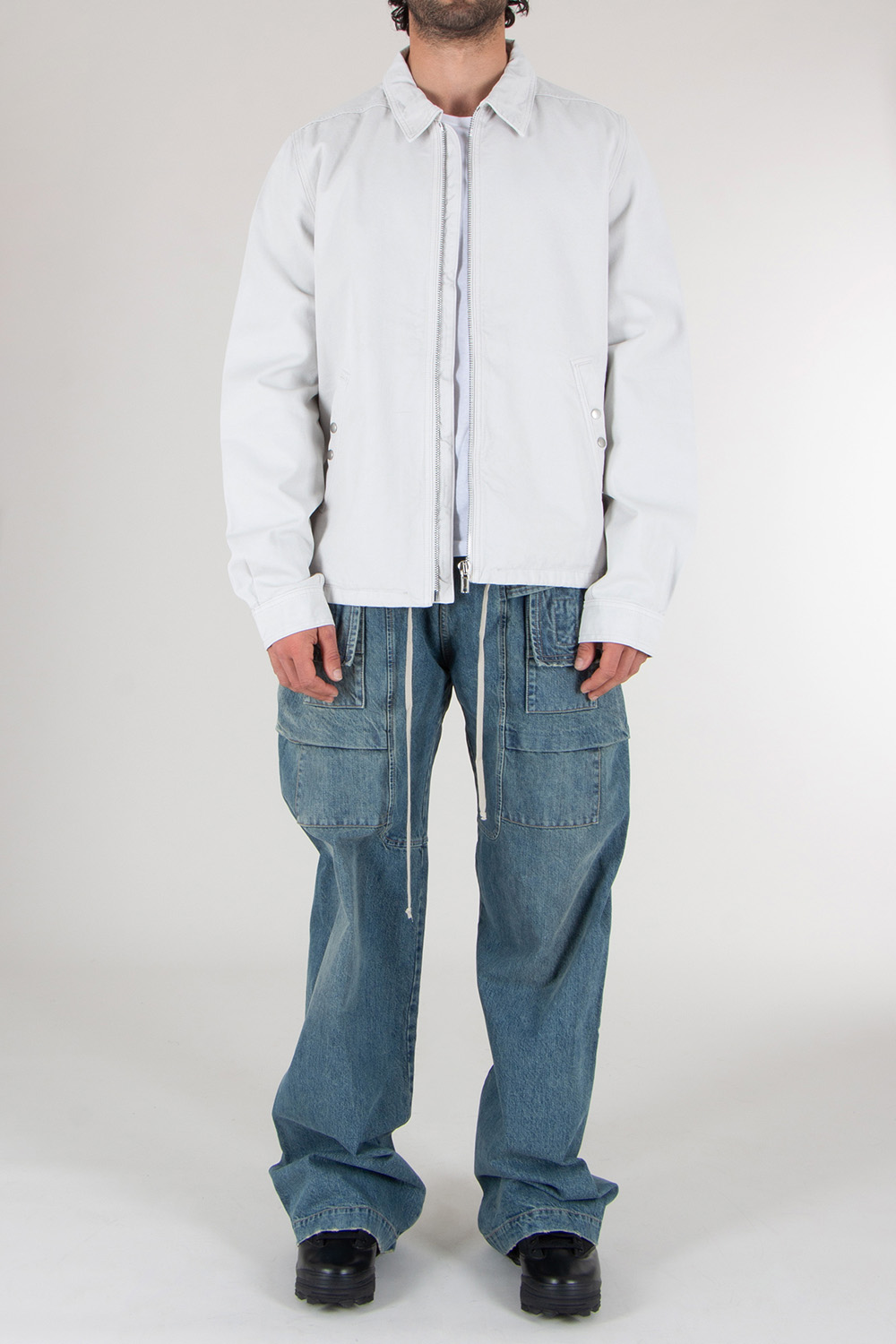 RICK OWENS DRKSHDW Zipped Jumbo Organic Cotton Canvas Shirt Jacket