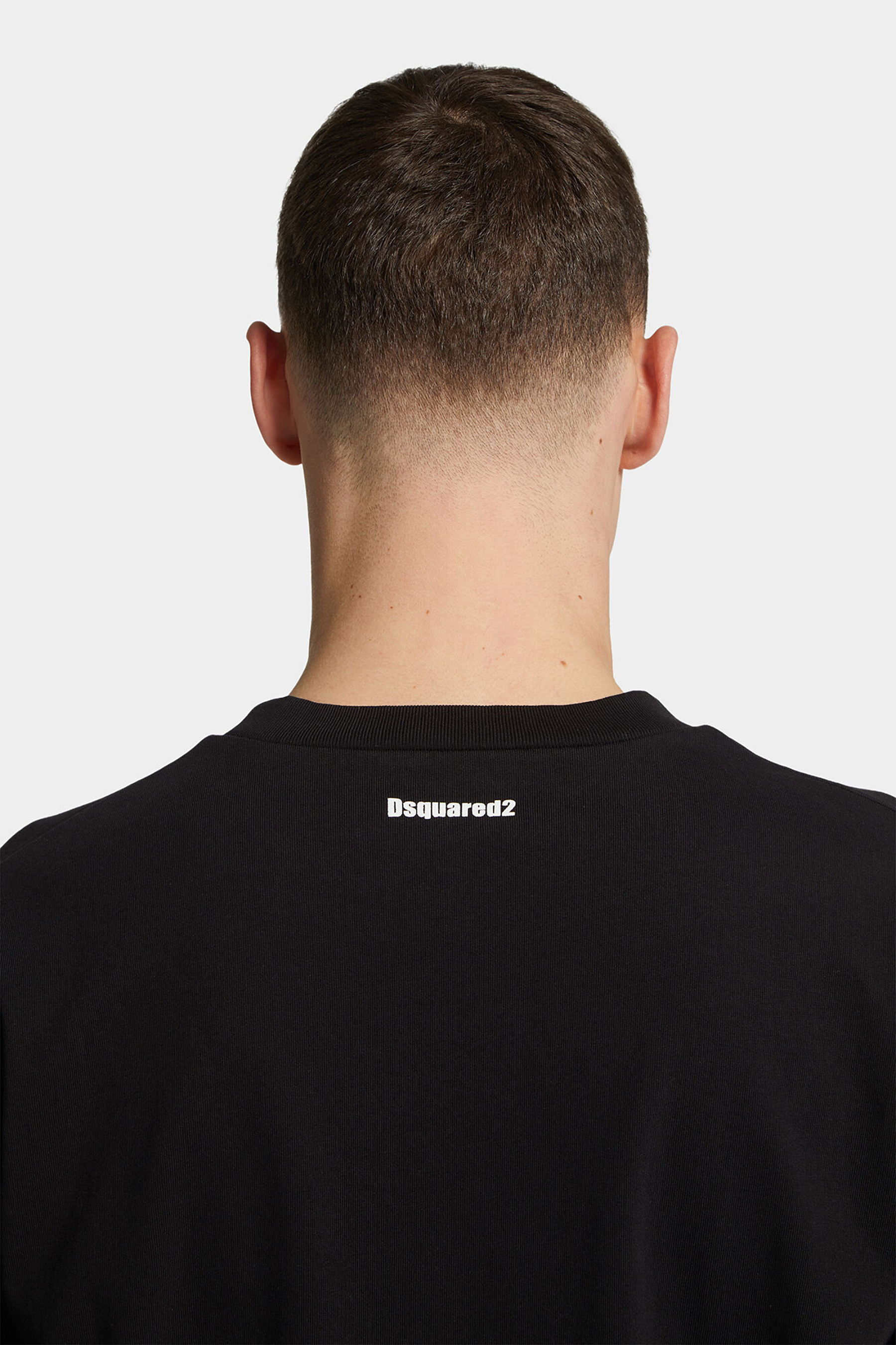 DSQUARED2 Loose Fit Obsessed2 Print Cototn Jersey T-Shirt Gesicht, Kopf, Hals, Person, T-shirt