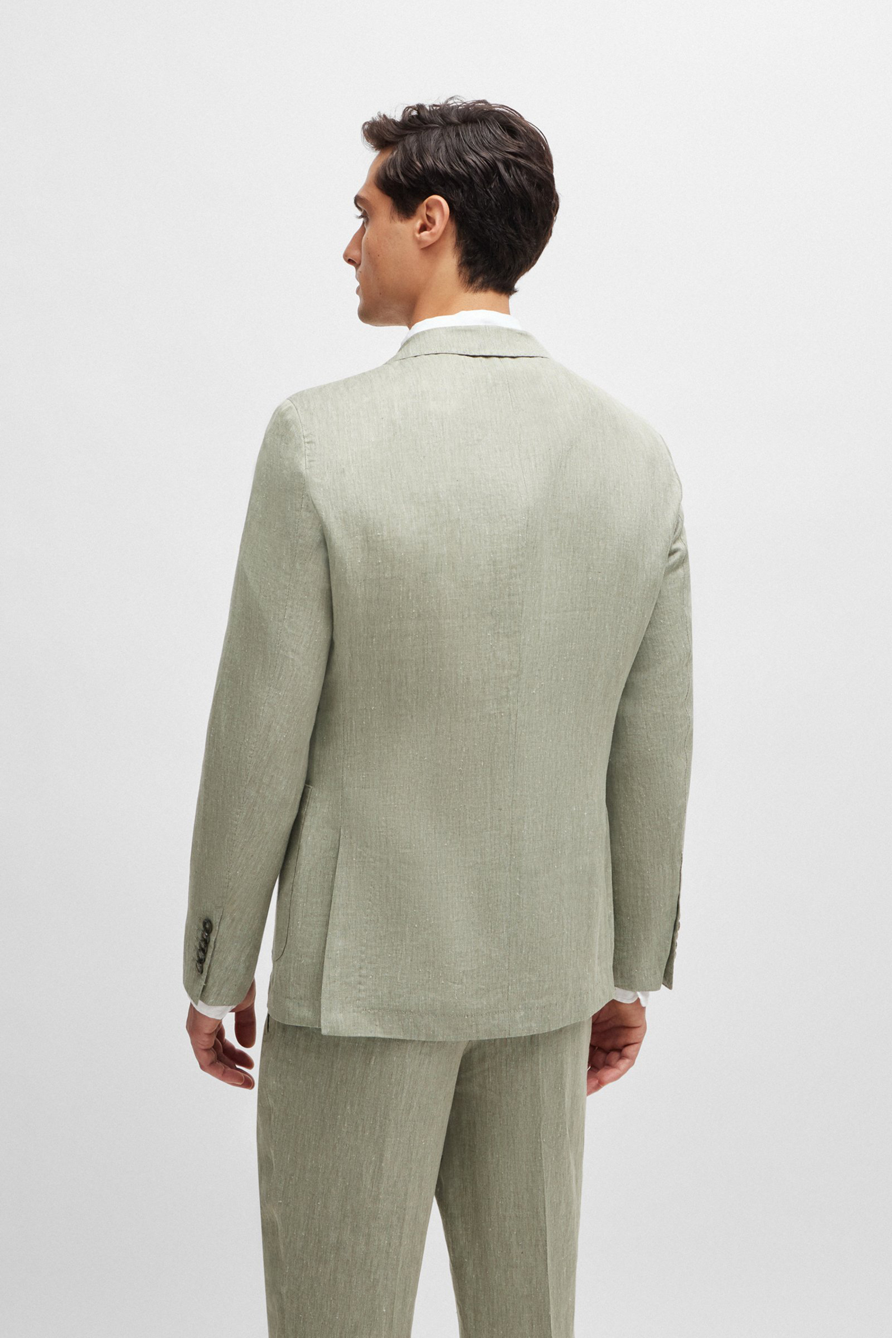 BOSS Slim Fit Herringbone Linen-Silk Jacket L-Heston BOSS Slim Fit Herringbone Linen-Silk Jacket L-Heston