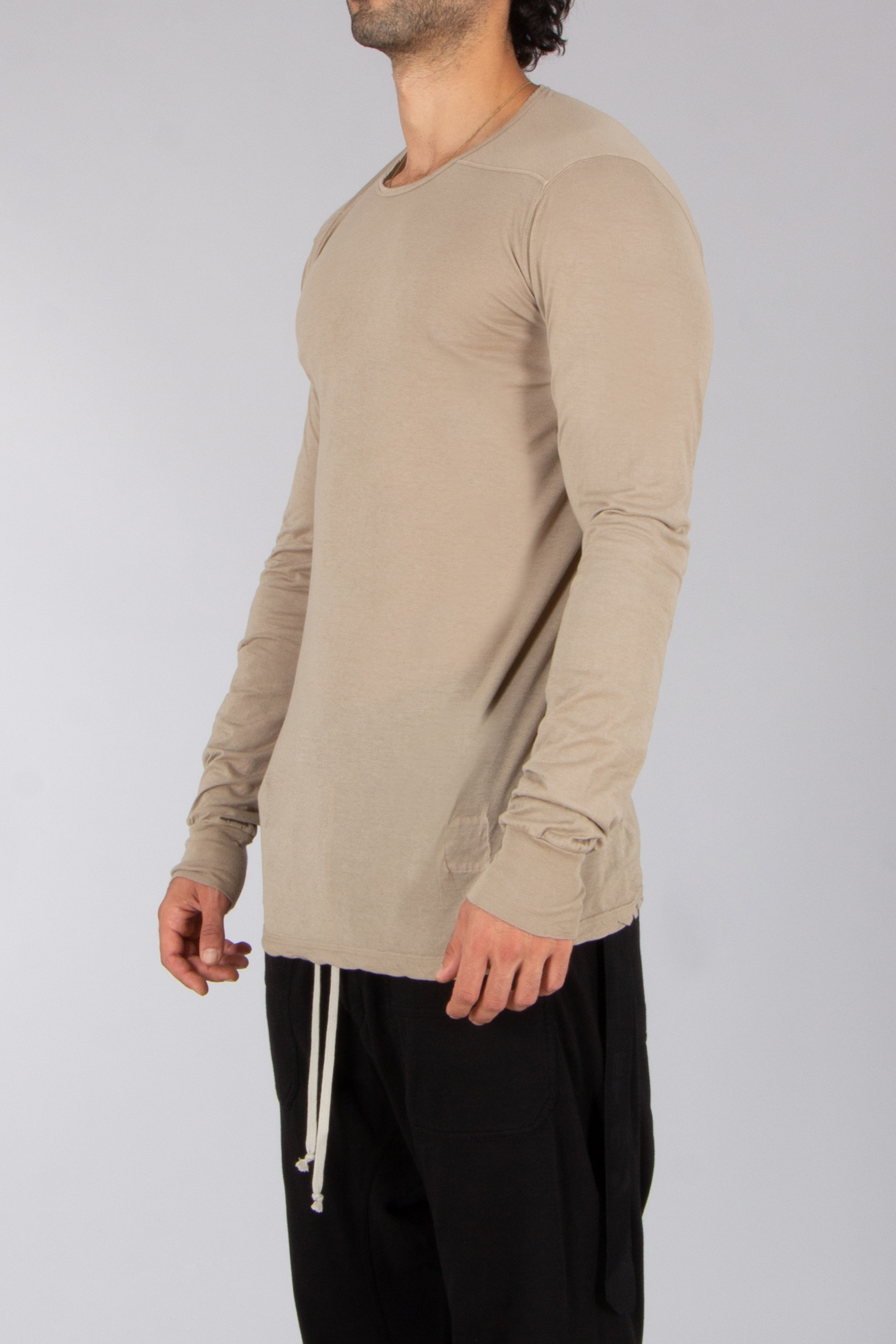 RICK OWENS DRKSHDW Loose Fit Organic Cotton Gauze Jersey Jumbo Long-Sleeve T-Shirt Langarm, Ärmel, Erwachsener, Mann, Person