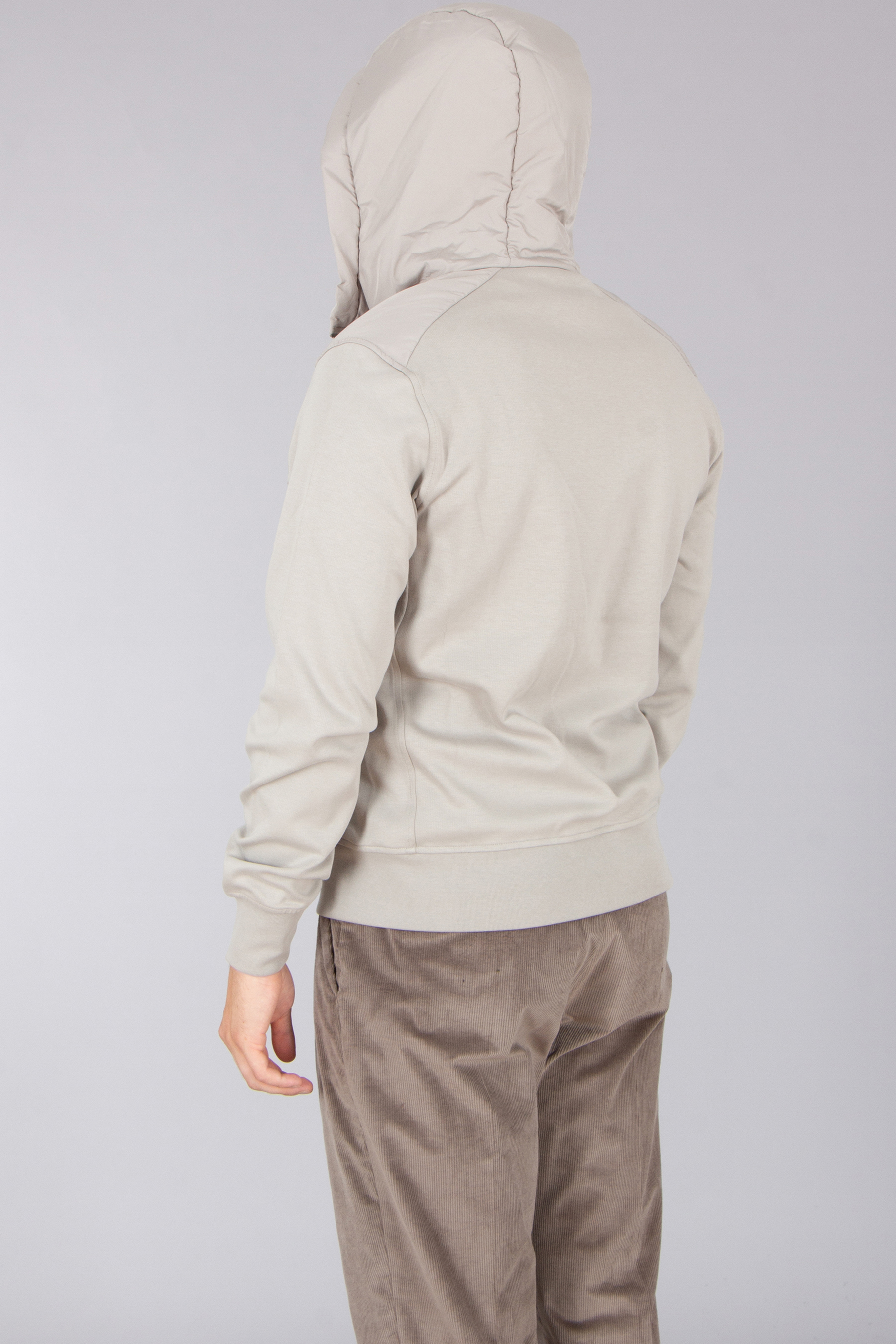 BELSTAFF Regular Fit Interlock Cotton Jersey & Technical Fabric Zip-Up Hoodie Alloy BELSTAFF Regular Fit Interlock Cotton Jersey & Technical Fabric Zip-Up Hoodie Alloy
