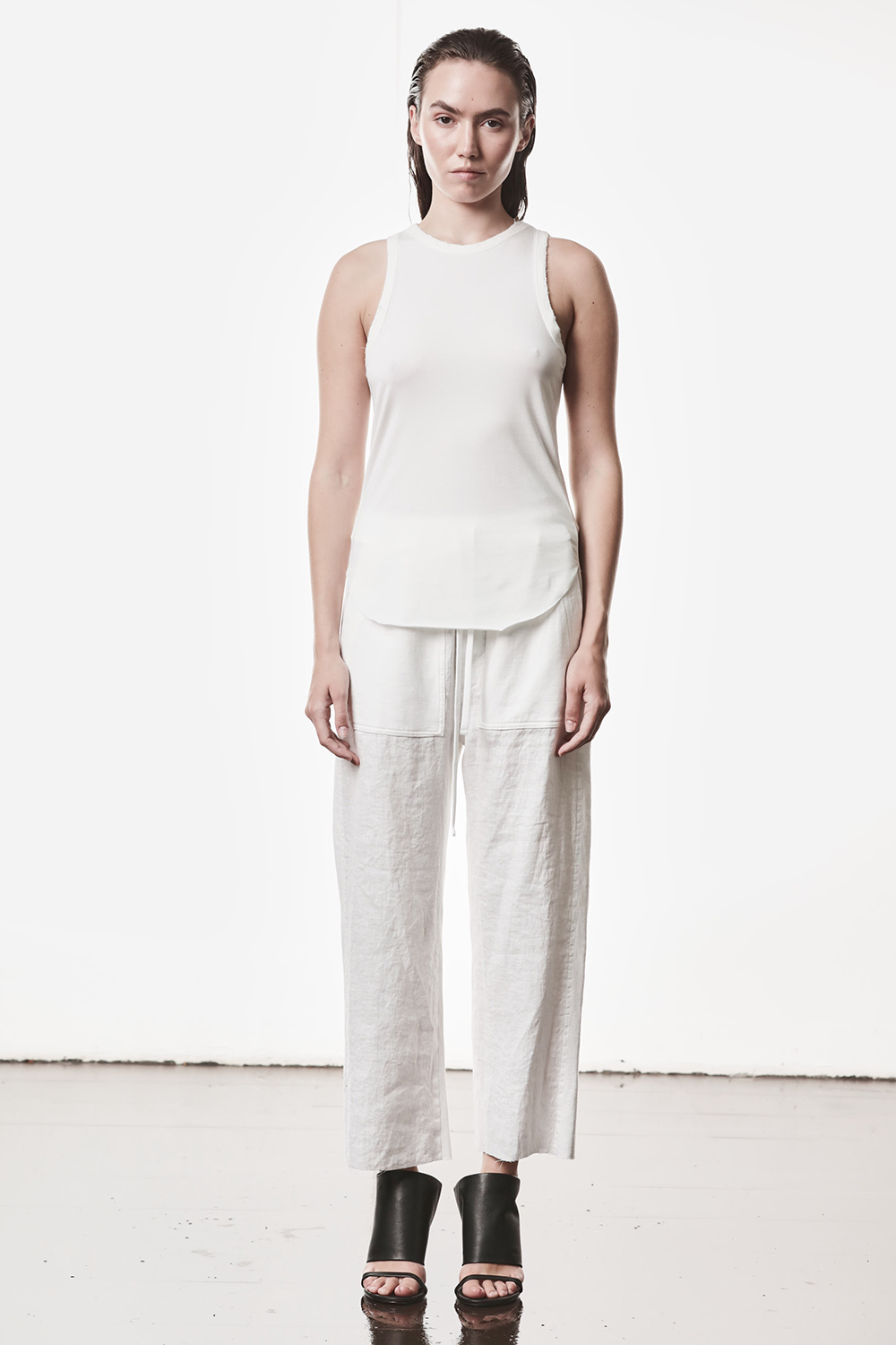 Leinen, Hosen, Bluse, Sandale, Person