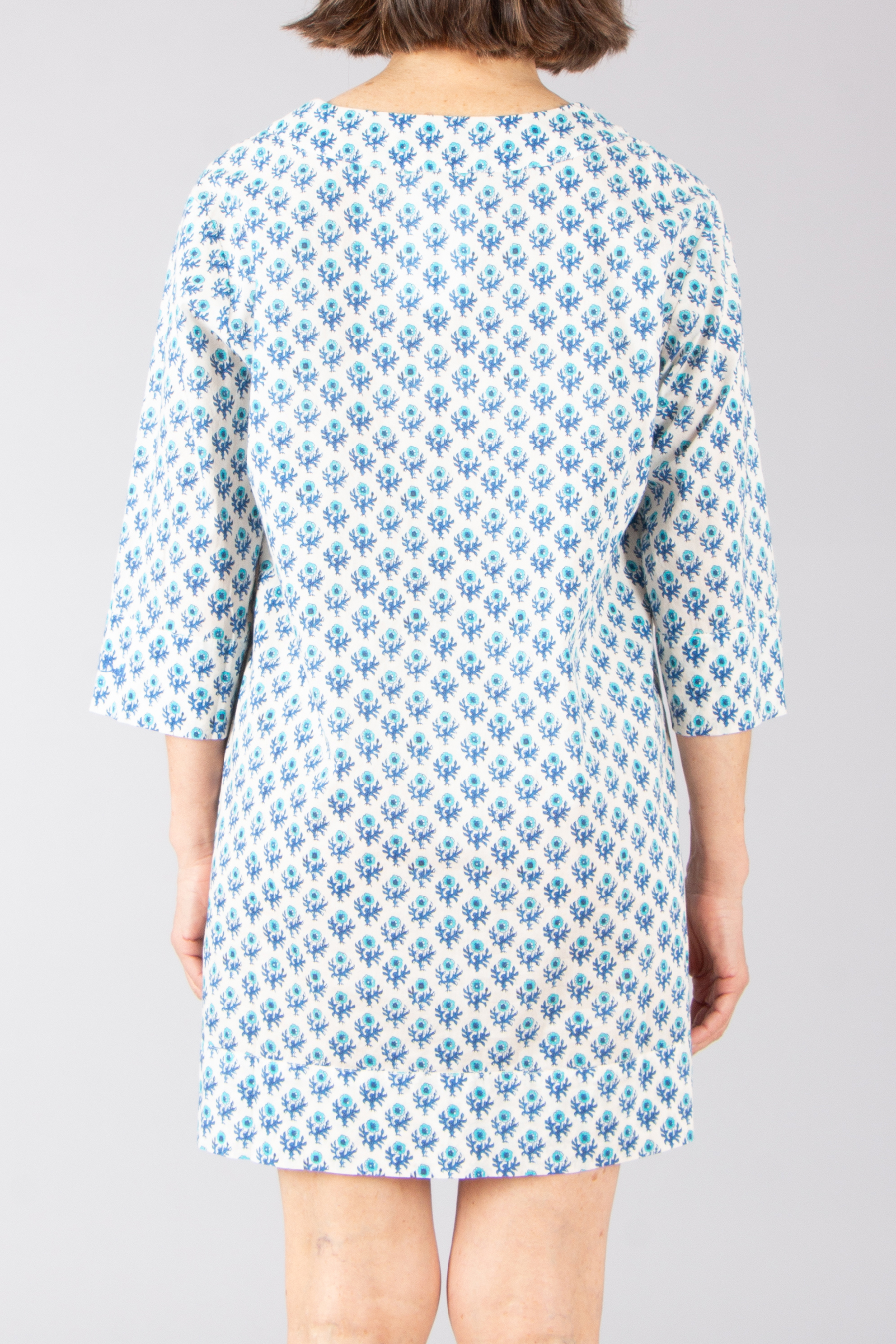 MC 2 SAINT BARTH Loose Fit Radical Flowers Print Cotton Tunic Dress Macha