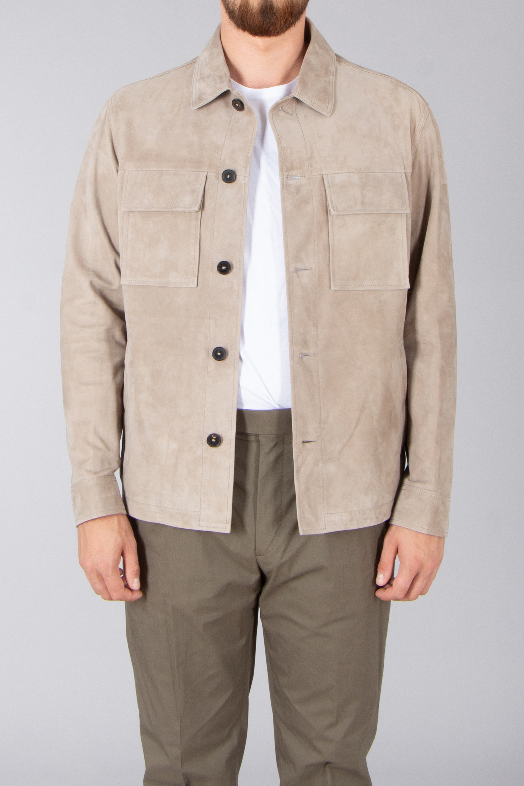 ARMA Regular Fit Lamb Suede Overshirt ARMA Regular Fit Lamb Suede Overshirt
