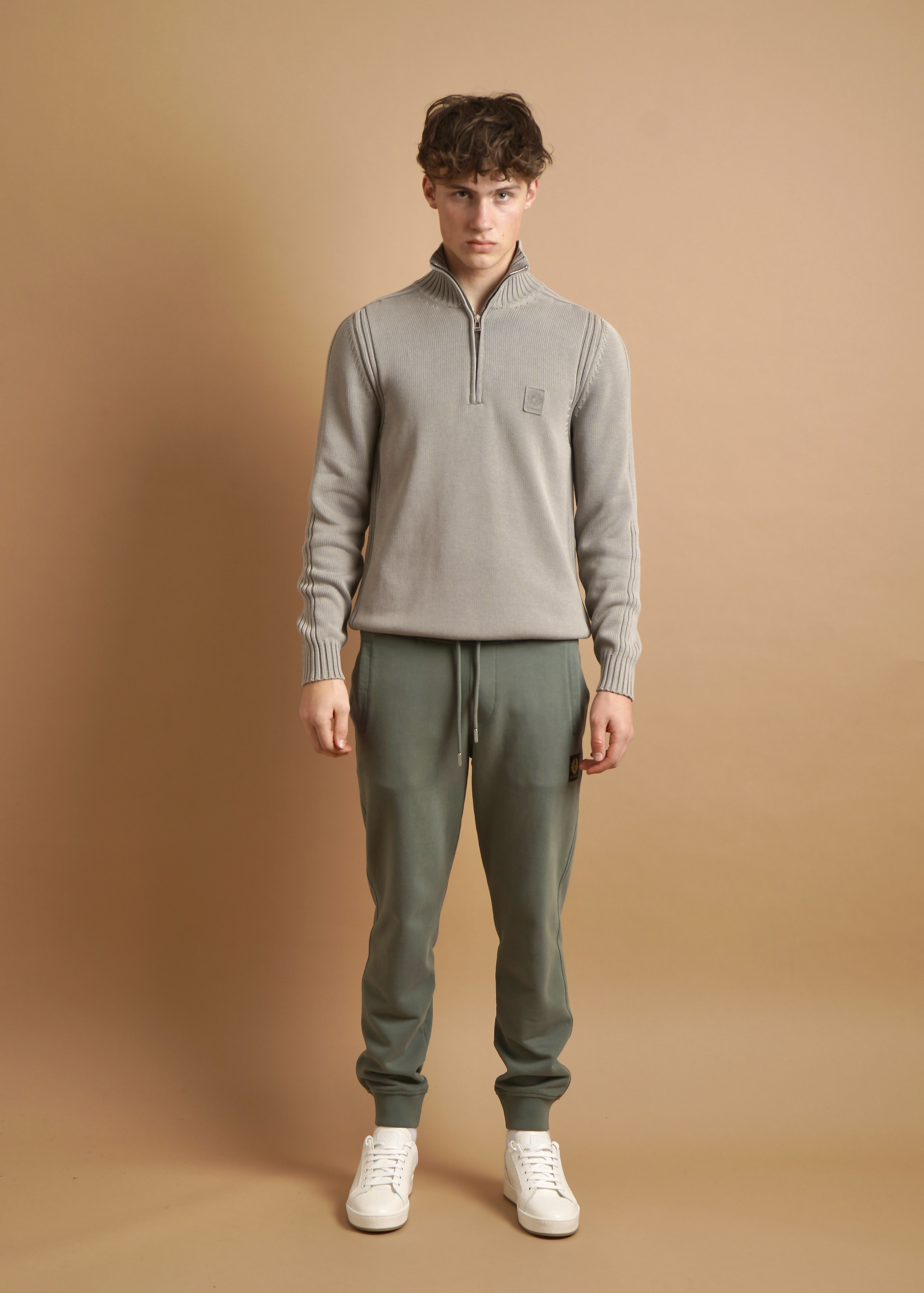 BELSTAFF Quarter Zip Cotton Knit Sweater