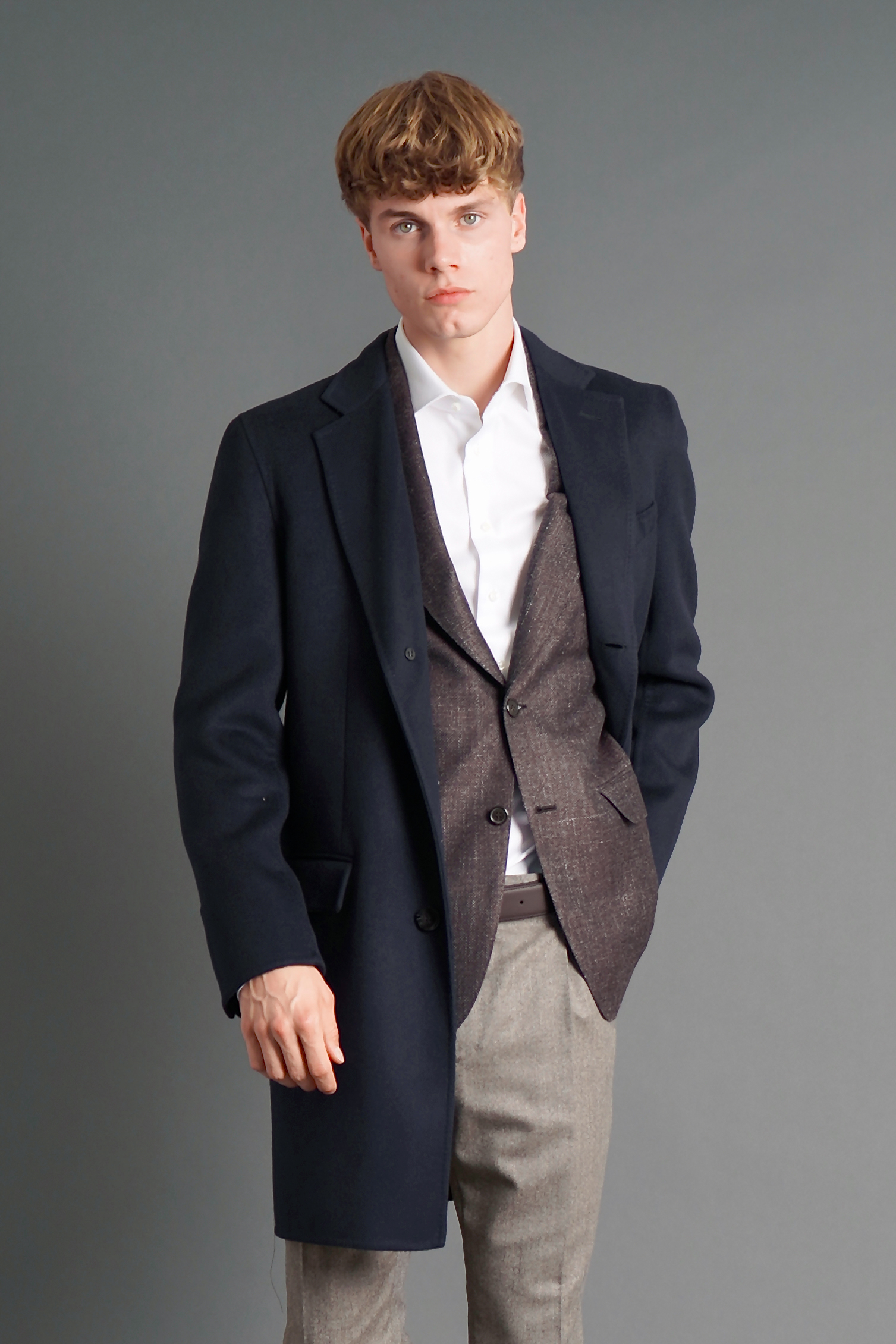BRIONI Regular Fit Wool-Cashmere Blend Chesterfield Coat