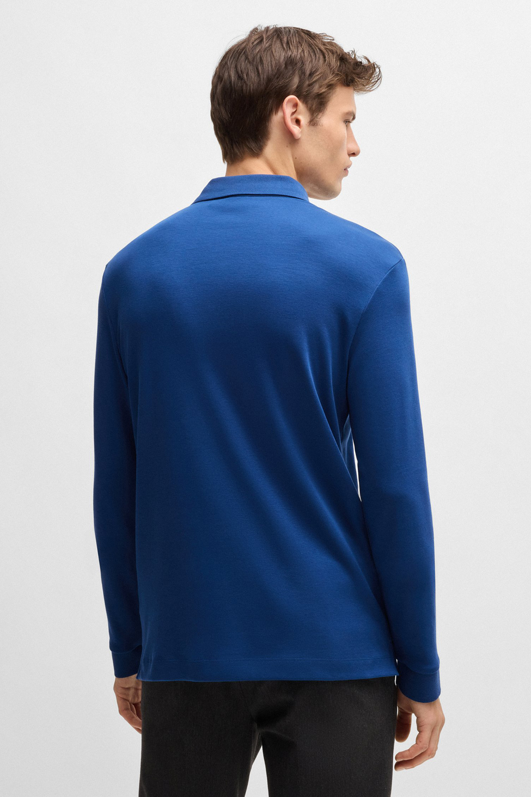 BOSS Regular Fit Embroidered Interlock-Cotton Long-Sleeve Polo Shirt Pado BOSS Regular Fit Embroidered Interlock-Cotton Long-Sleeve Polo Shirt Pado