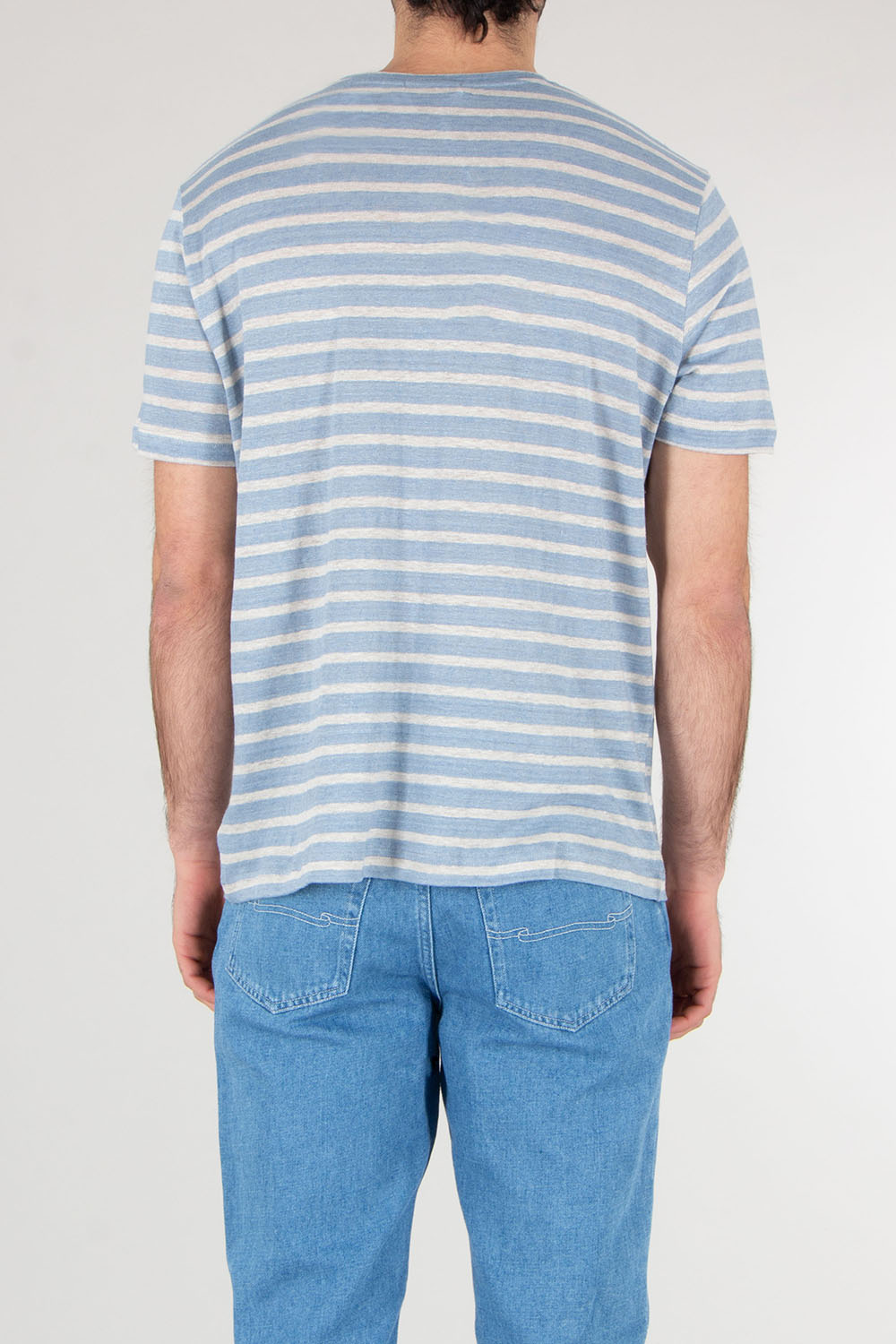 STEFAN BRANDT Regular Fit Striped Linen Jersey T-Shirt Enno