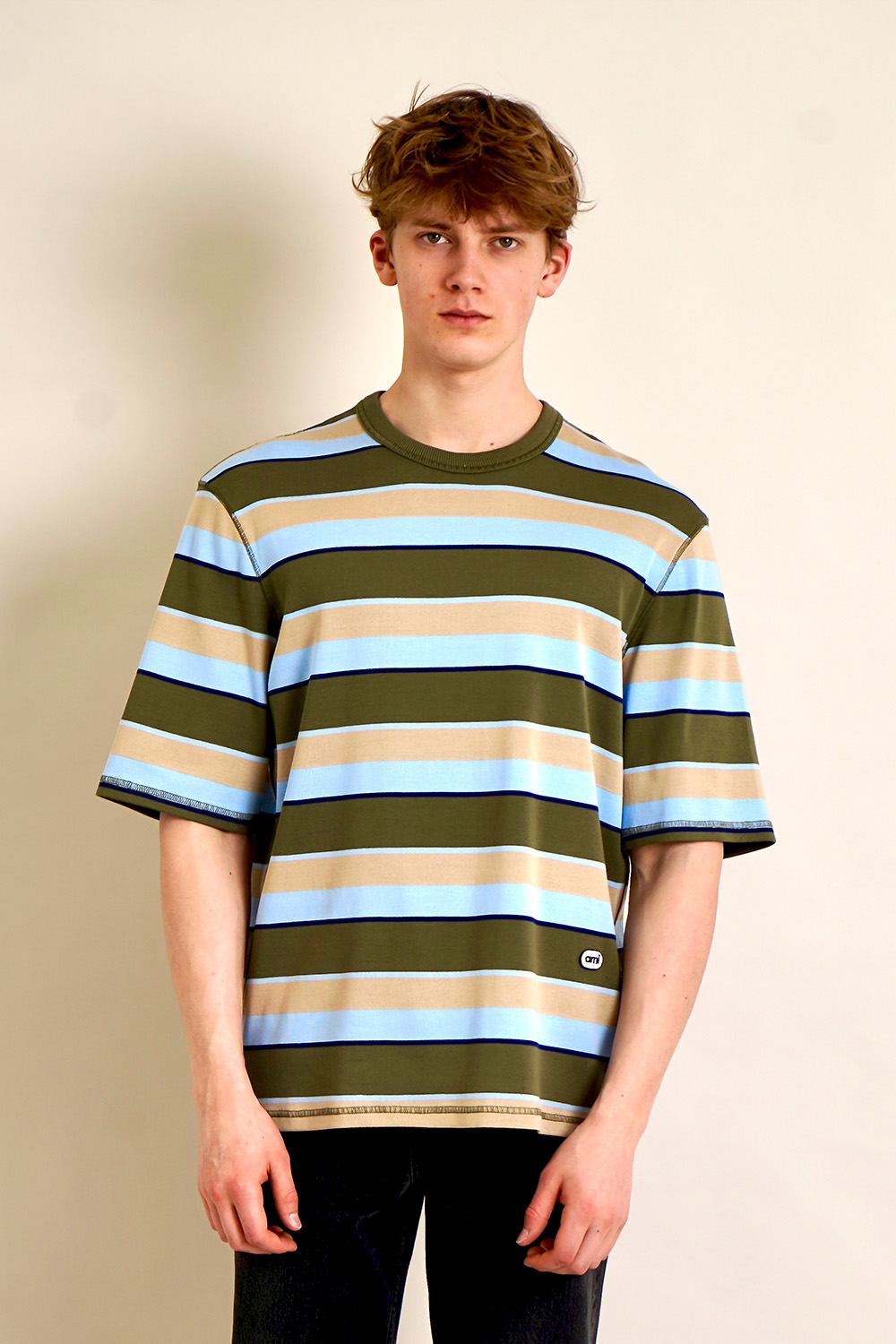 AMI PARIS Oversized Striped Cotton T-Shirt