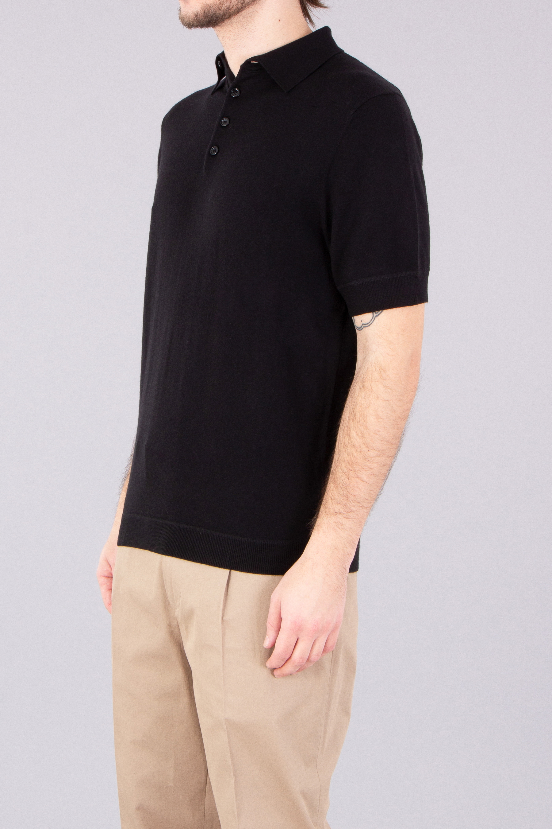 ALLUDE Cotton-Silk-Cashmere Blend Knit Polo ALLUDE Cotton-Silk-Cashmere Blend Knit Polo