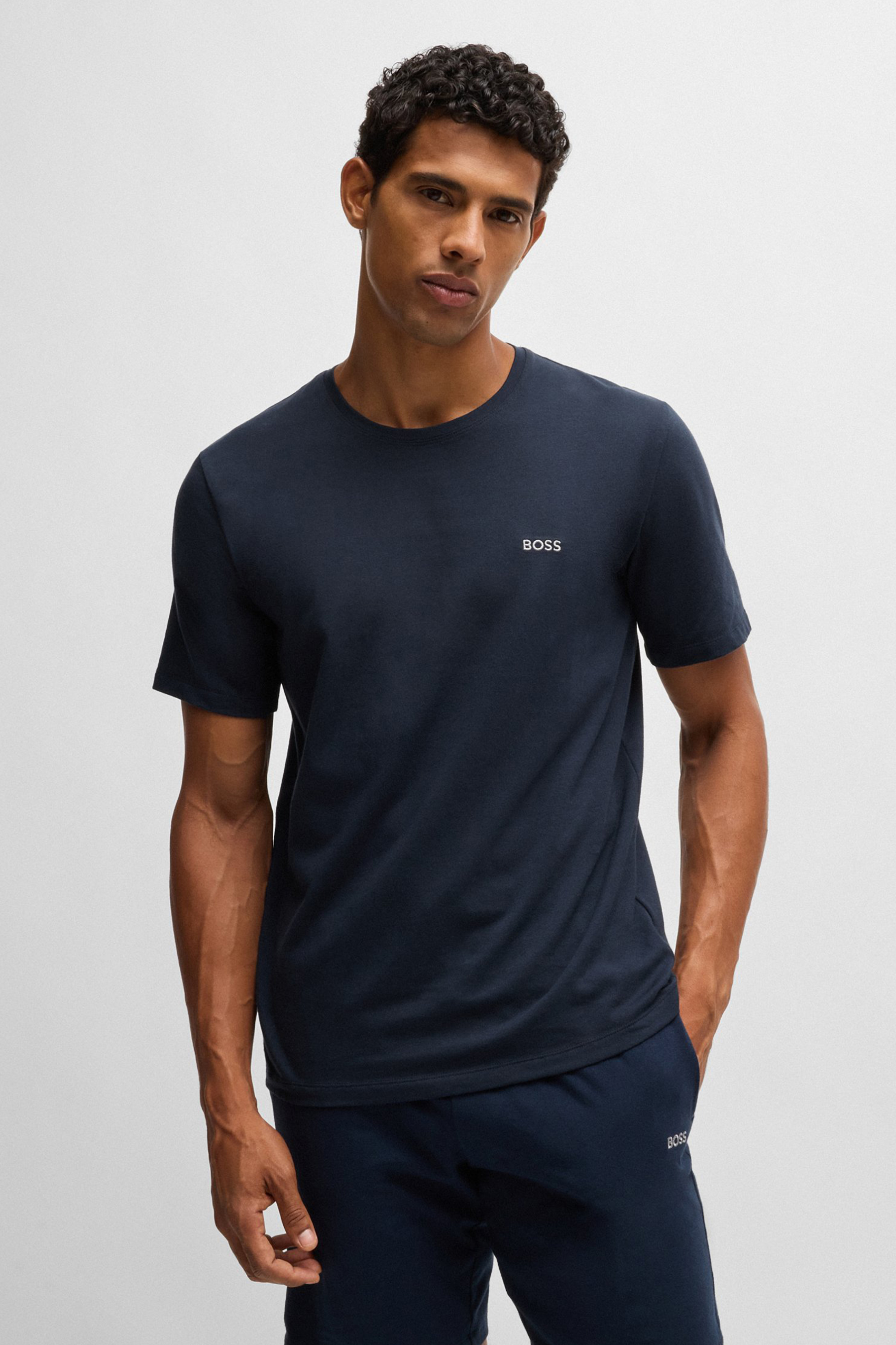 BOSS Regular Fit Embroidered Stretch Cotton Jersey Mix&Match T-Shirt
