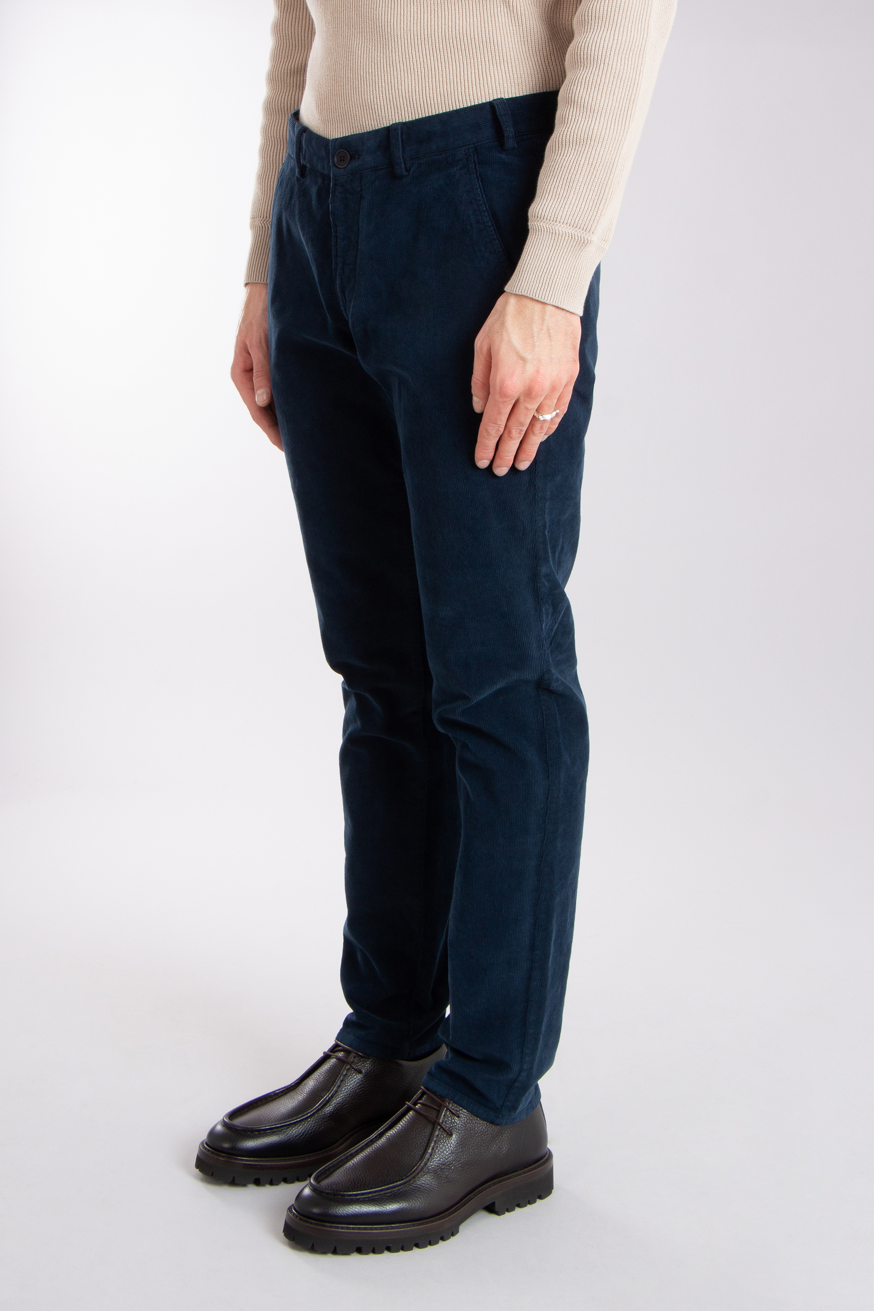 HILTL Slim Straight Cotton Stretch Corduroy Pants Teaker C