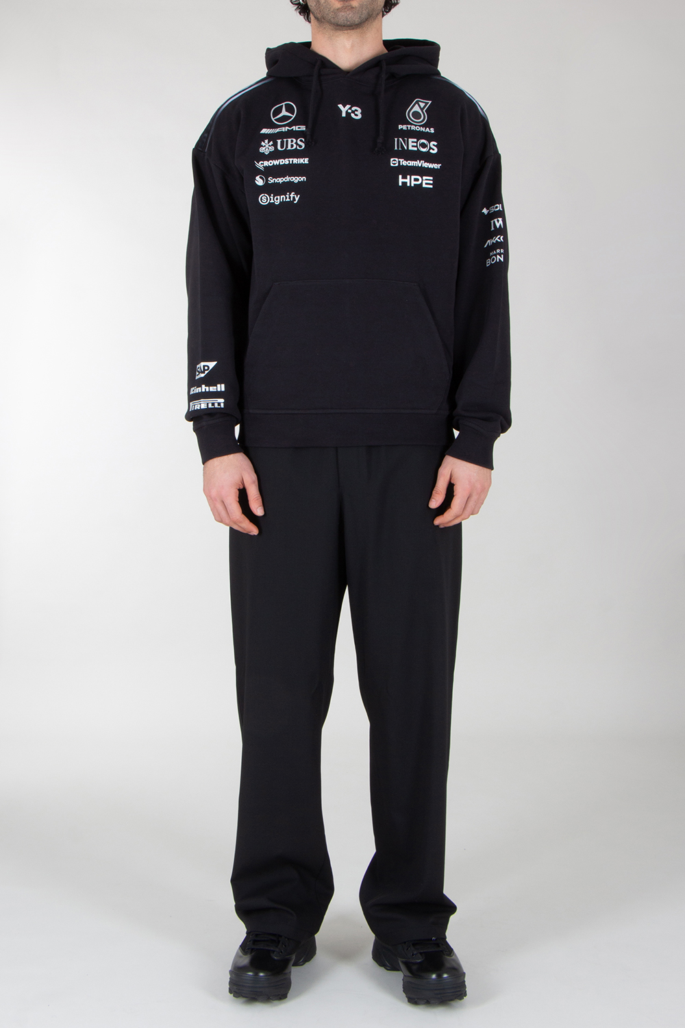 Y-3 x MERCEDES AMG PETRONAS Loose Fit Graphic Print Cotton Hoodie