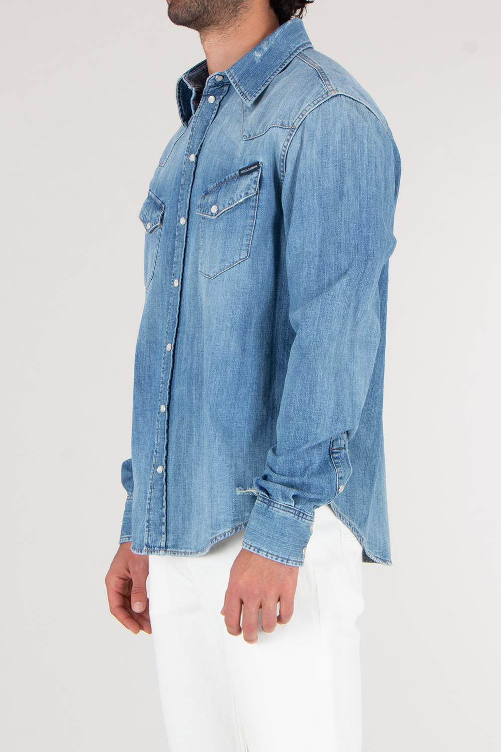 DOLCE & GABBANA Distressed Cotton Denim Shirt