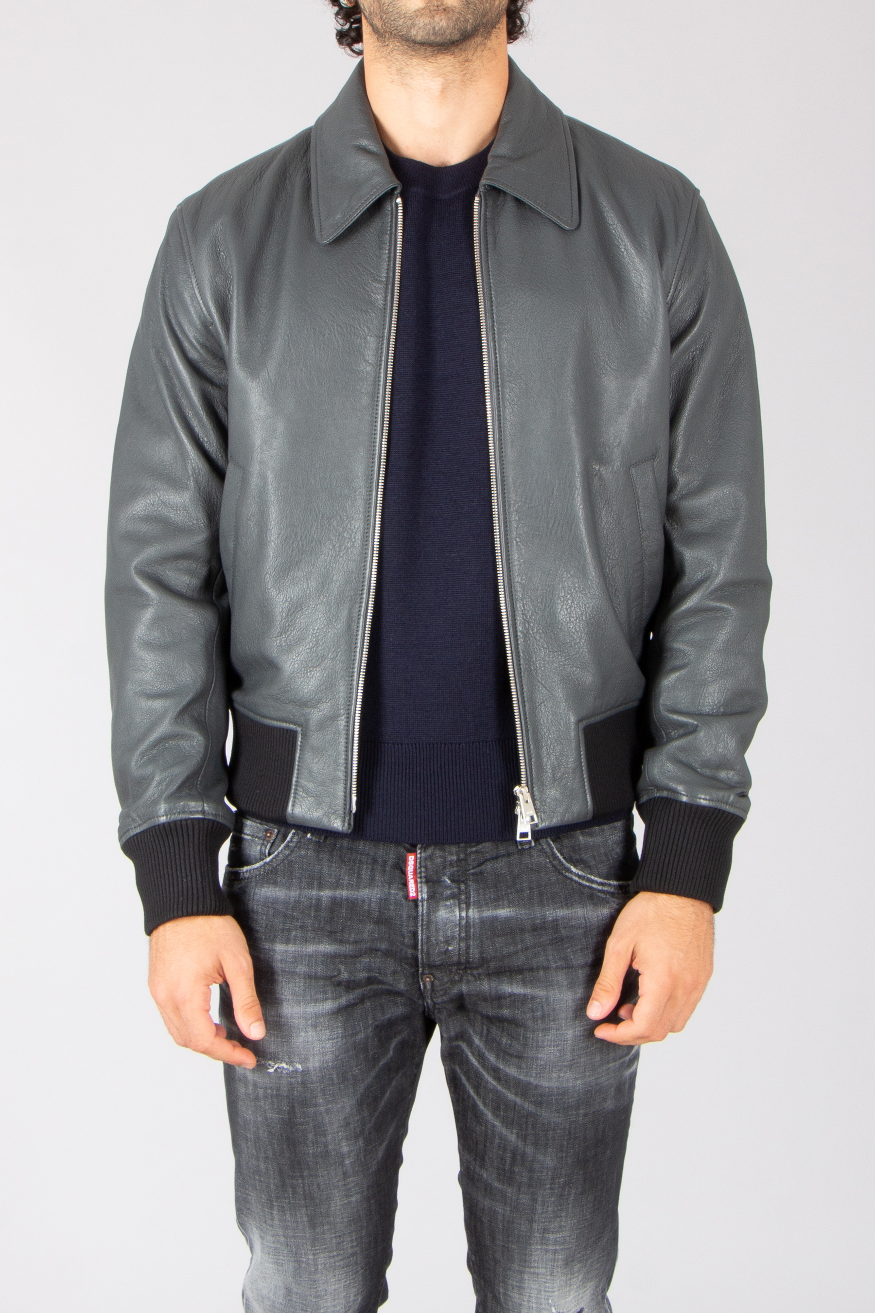 AMI PARIS Boxy Fit Lamb Leather Jacket Bekleidung, Mantel, Jacke, Jeans, Jacke aus Leder