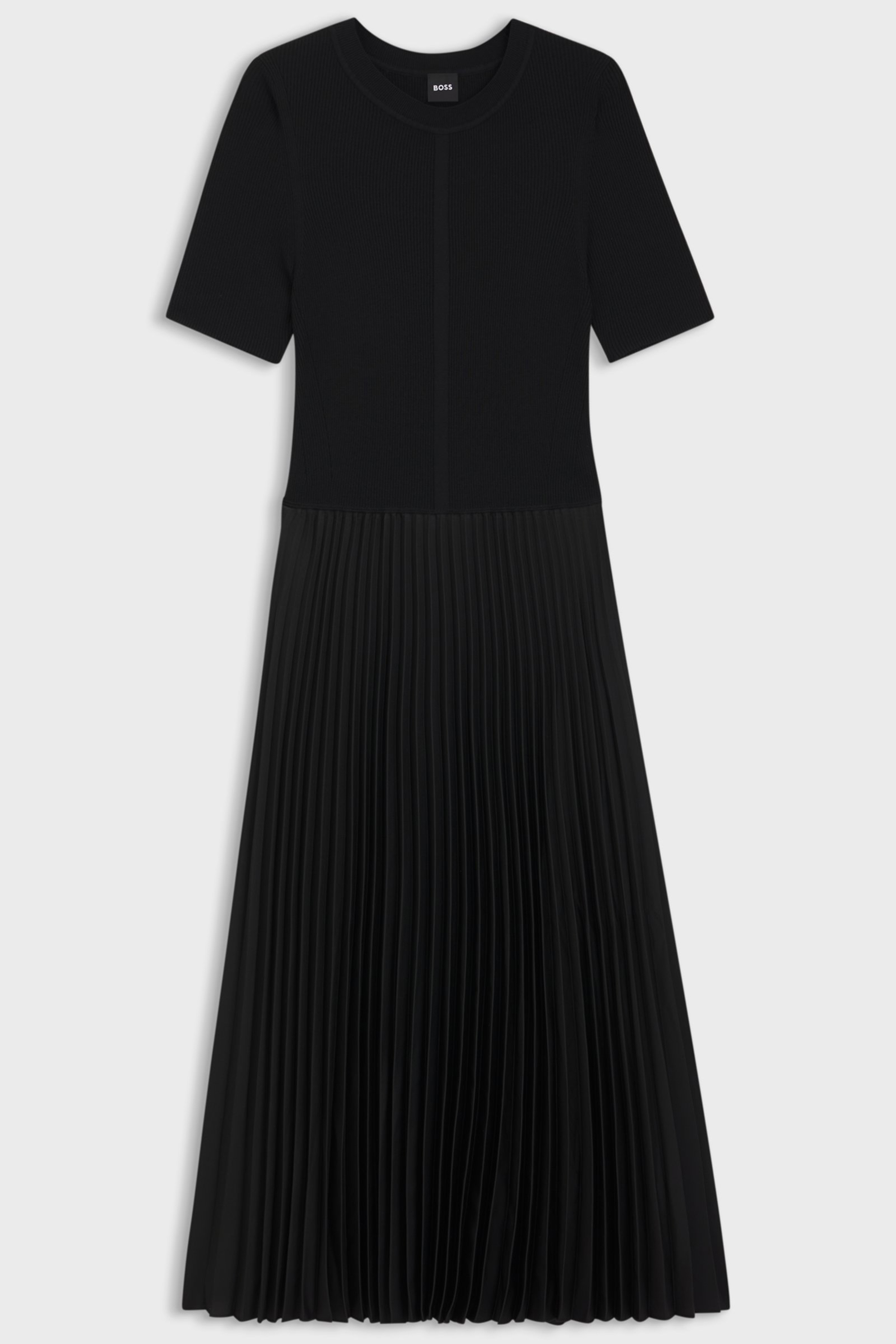 BOSS Slim Fit Mixed-Material Plissé Skirt Dress Fadridi Rock, T-shirt, Kleid, Person, Frau