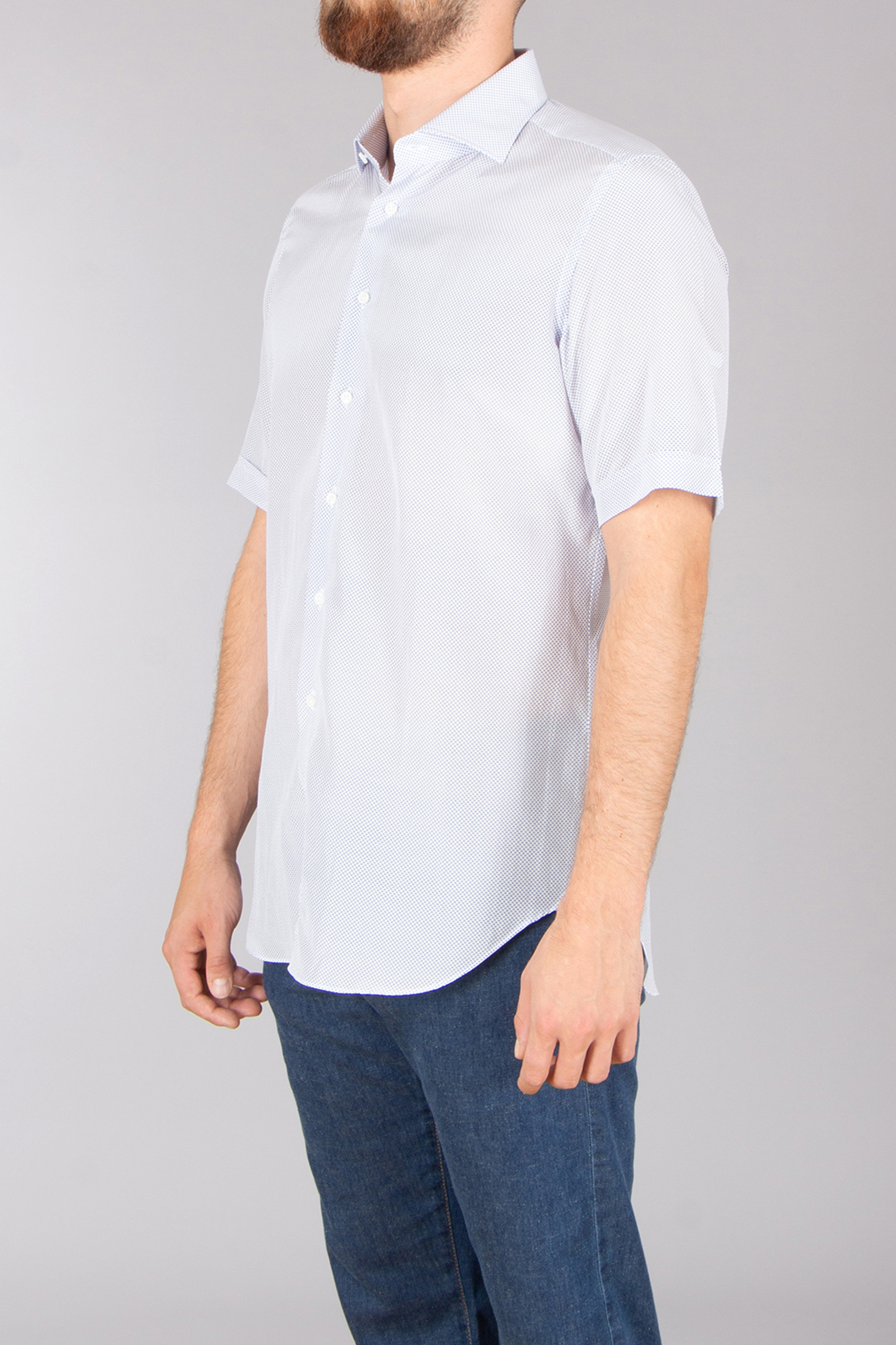 EMANUELE MAFFEIS Regular Fit Patterned Cotton-Silk Blend Short-Sleeve Shirt Eduardo Twins Bekleidung, Hemd, Jeanshose, Kleid, Hemd, Bluse
