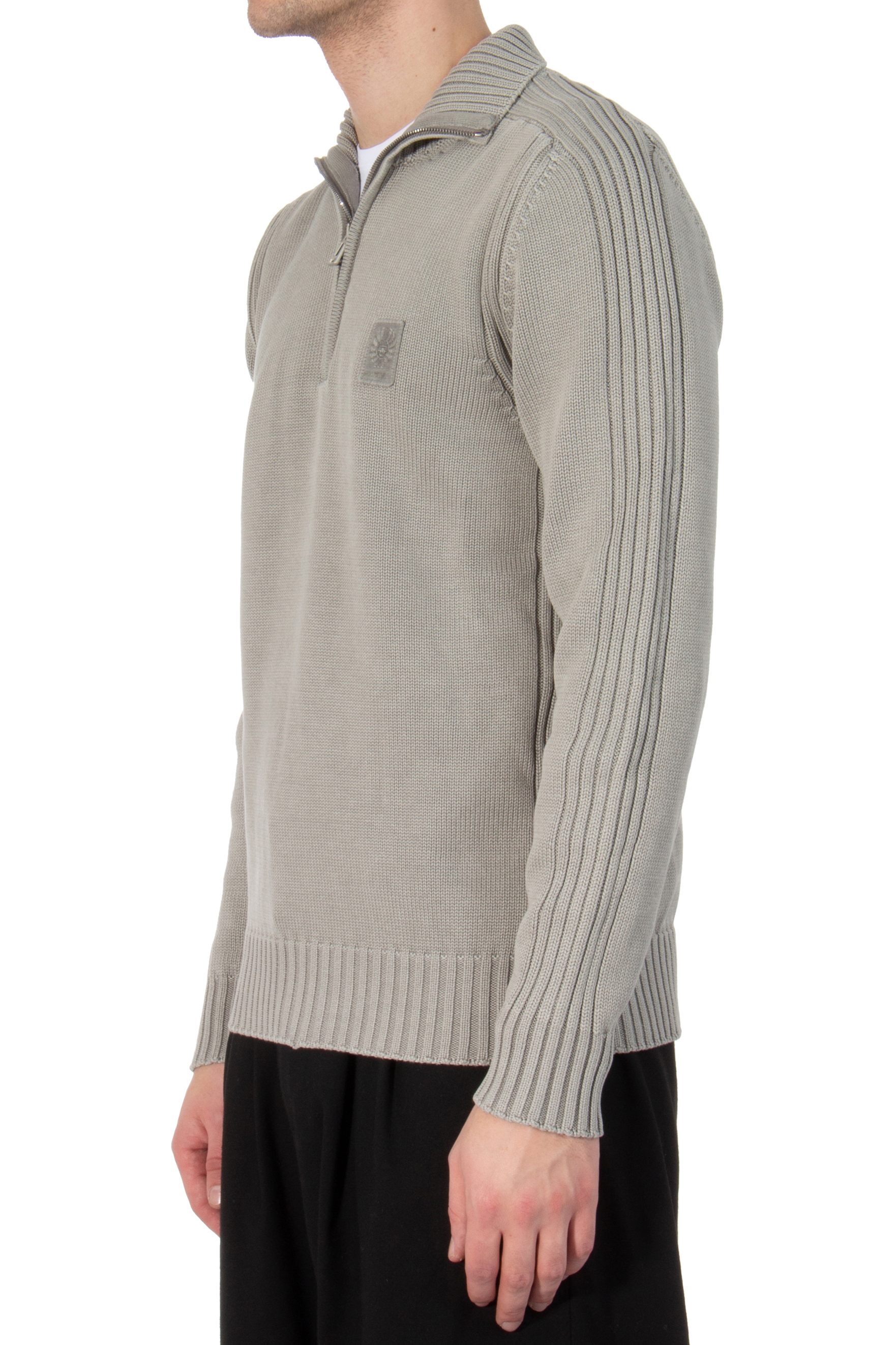 BELSTAFF Quarter Zip Cotton Knit Sweater