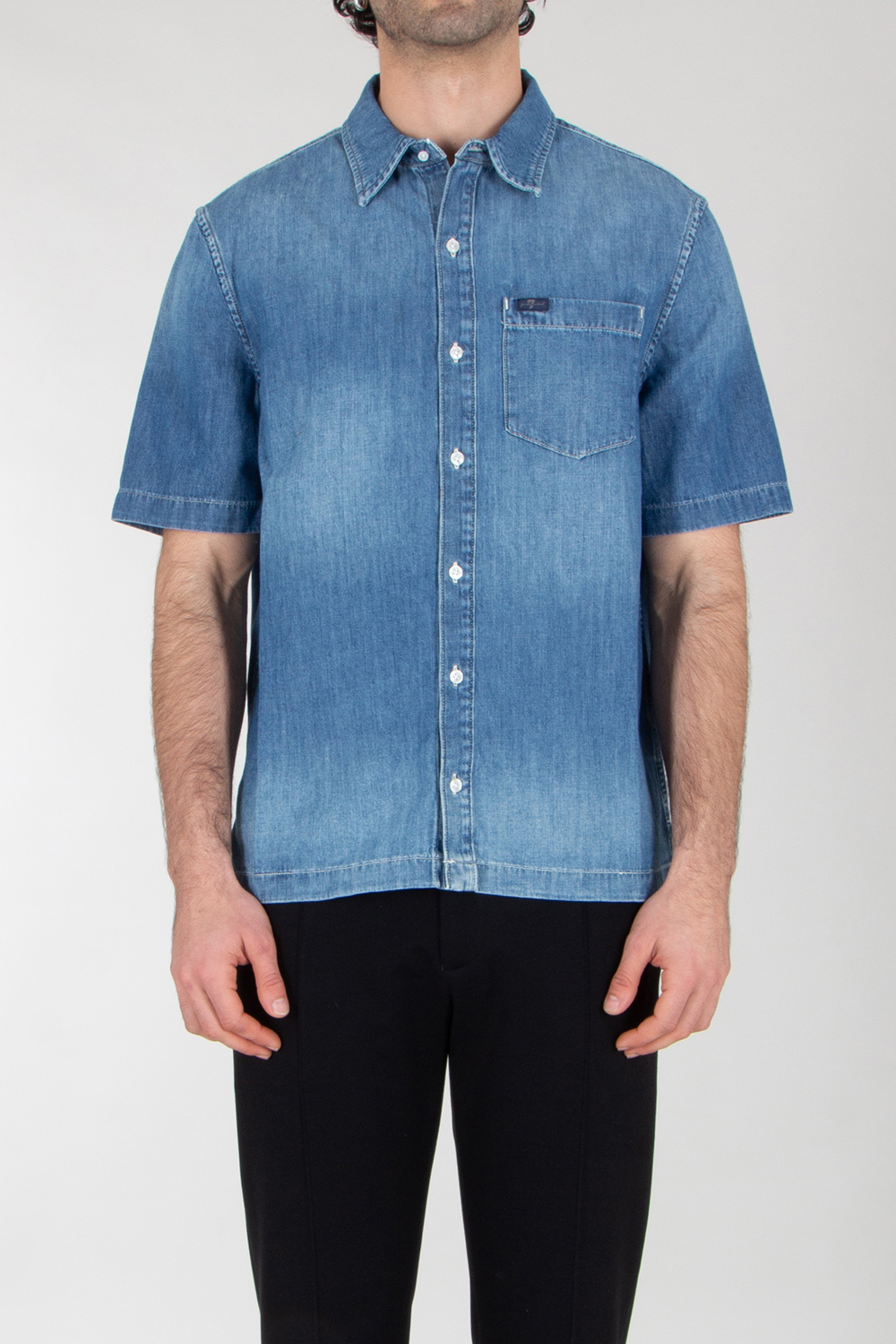7 FOR ALL MANKIND Short Sleeve Denim Shirt Border