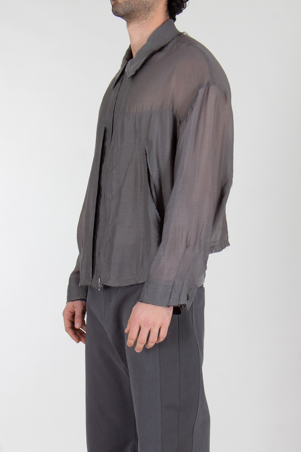 XLIM Relaxed Fit Raw Edge Shirt Jacket