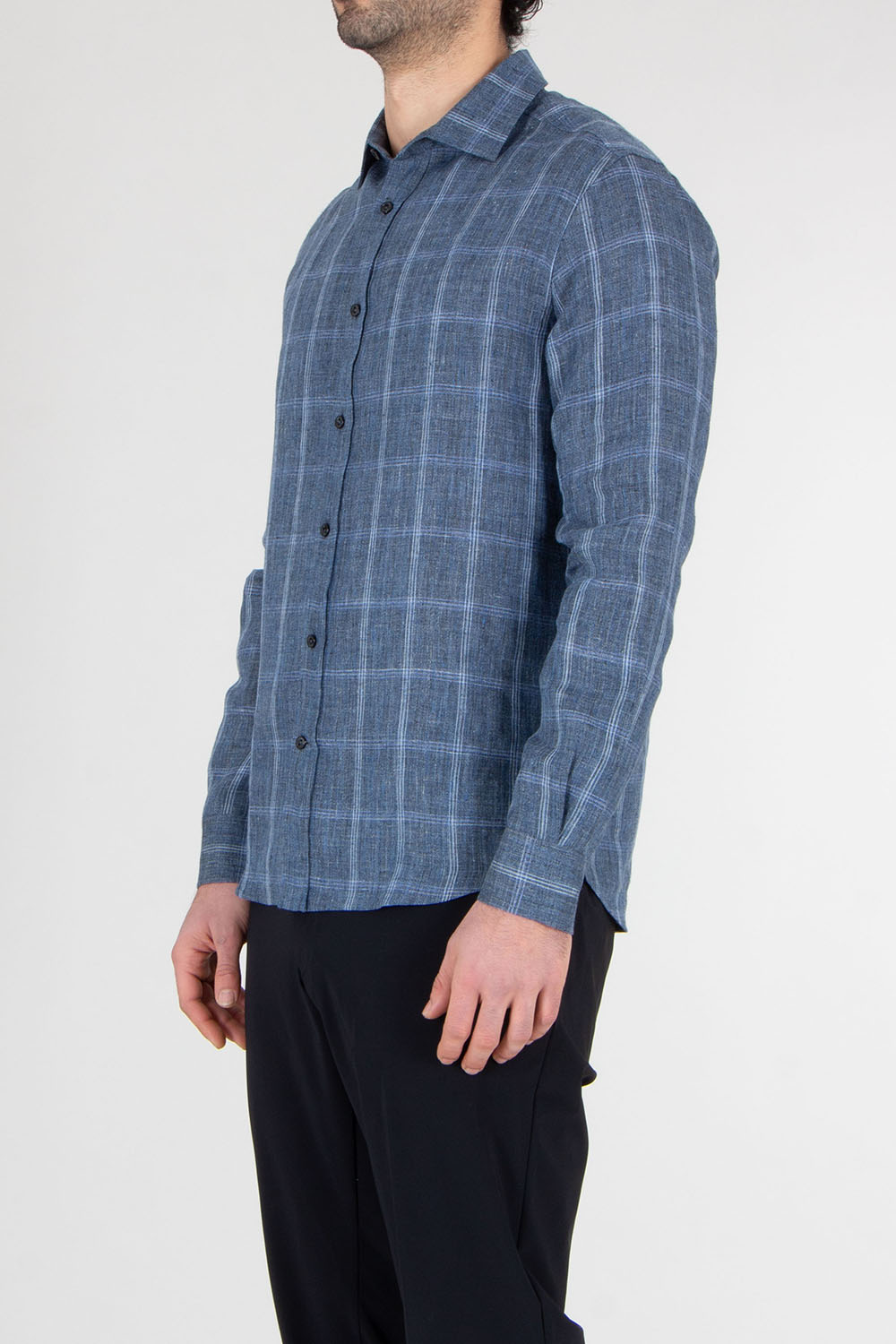 AGNONA Regular Fit Plaid Linen Shirt