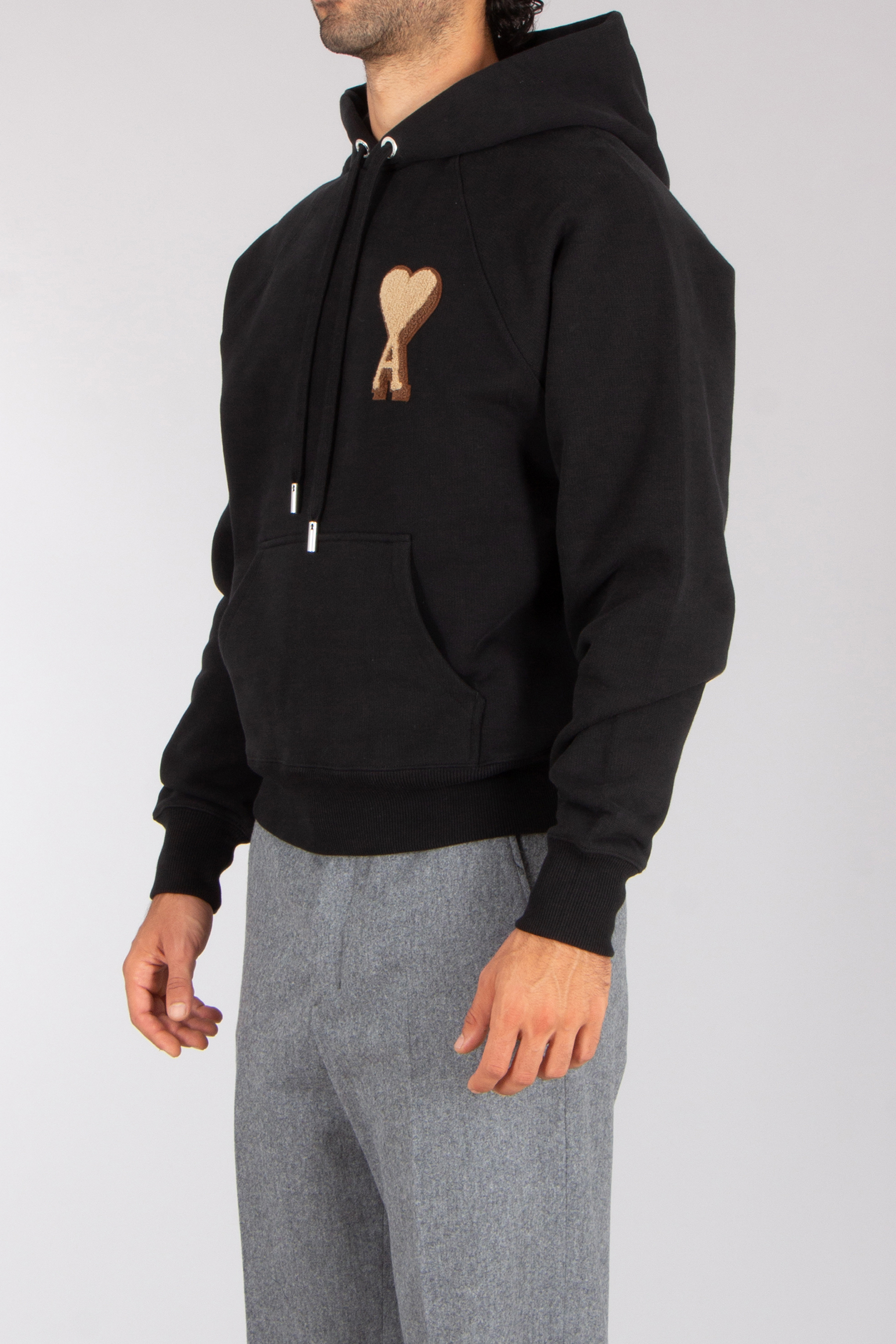 AMI PARIS Boxy Fit Ami De Coeur Cotton Fleece Hoodie Strickwaren, Pullover, Sweatshirt, Kapuzenpulli, Fleece