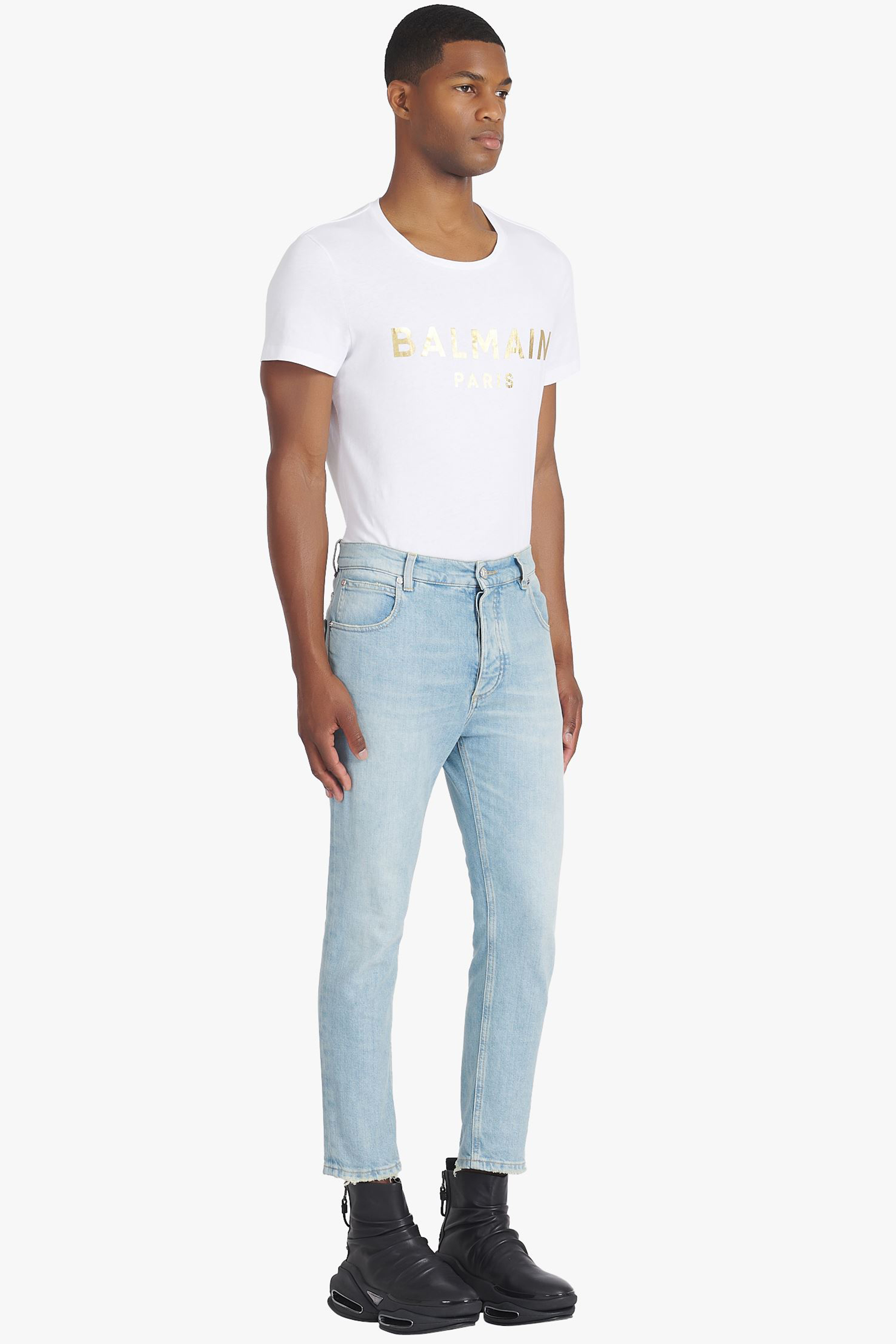 BALMAIN Stonewashed Cotton Stretch Denim Jeans BALMAIN Stonewashed Cotton Stretch Denim Jeans