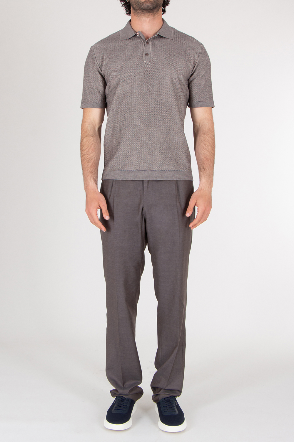 AGNONA Textured Knit Cotton Silk Polo Shirt