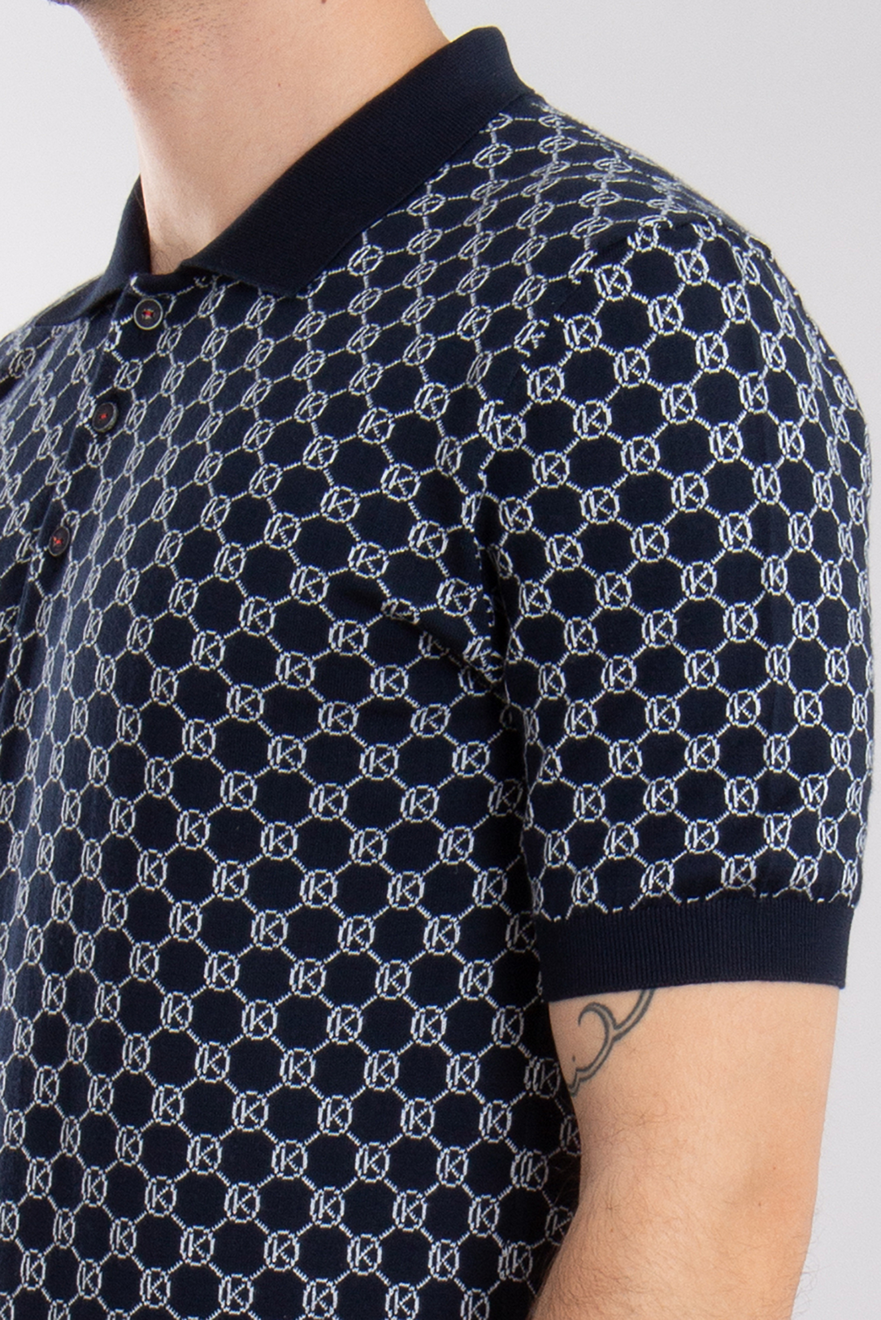 KITON Patterned Cotton Knit Polo
