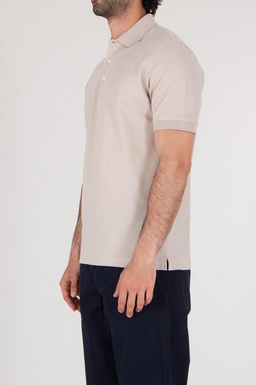 CANALI Regular Fit Textured Cotton Polo Shirt