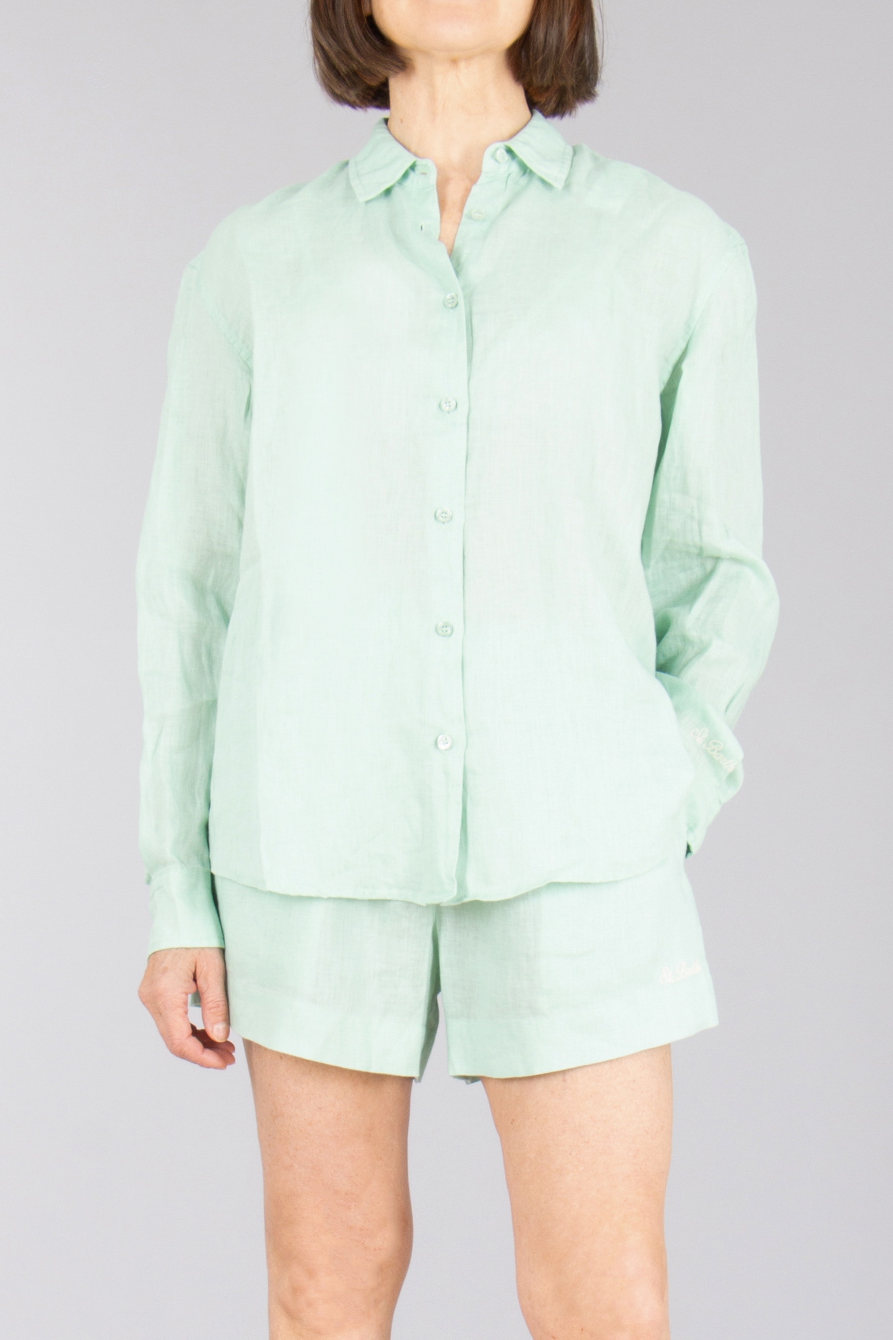 Hemd, Leinen, Bluse, Langarm, Pyjama