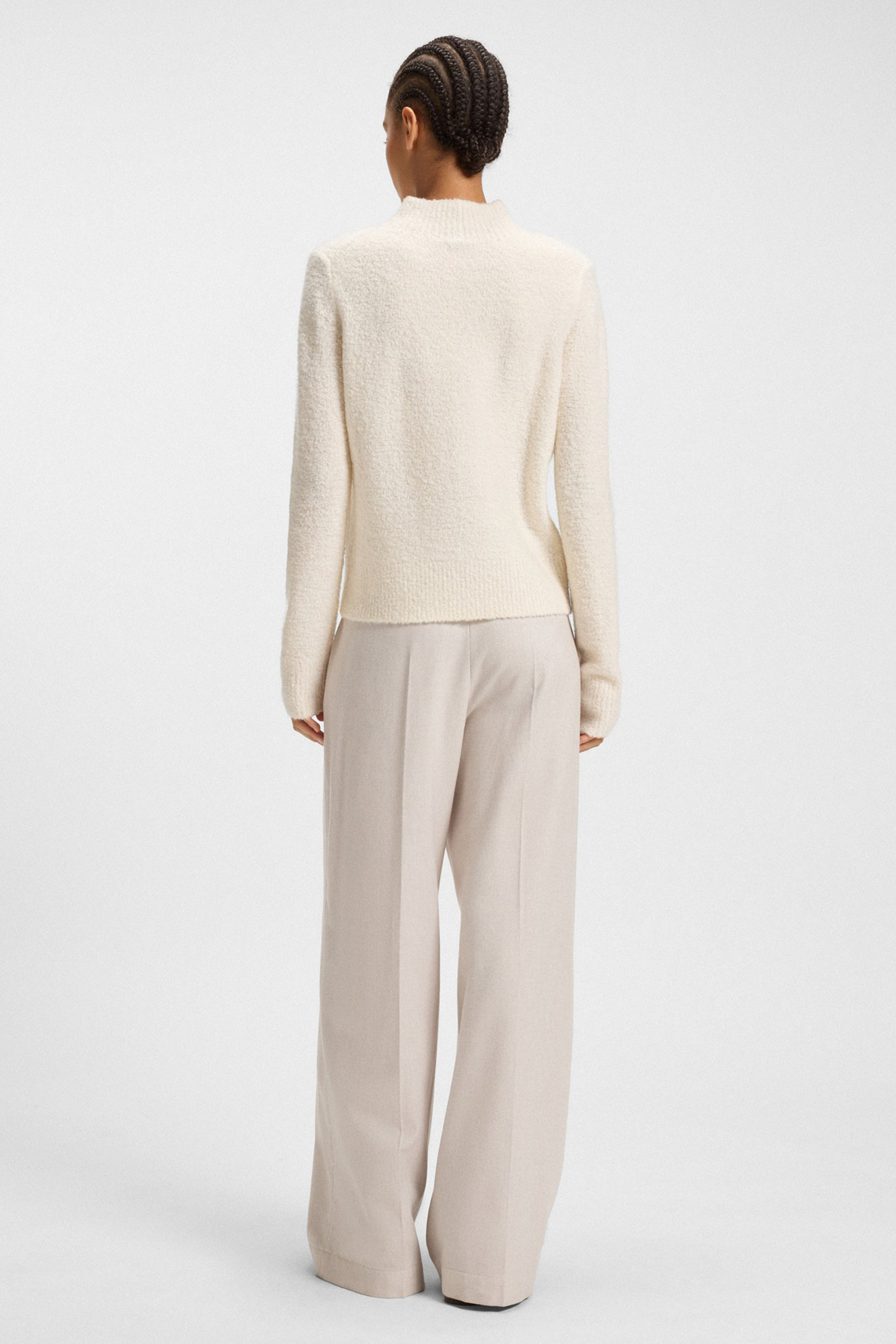 BOSS Regular Fit Wool-Cashmere Bouclé Mock Neck Sweater Fubrina Dekoration für Zuhause, Leinen, Hosen, Mann, Person