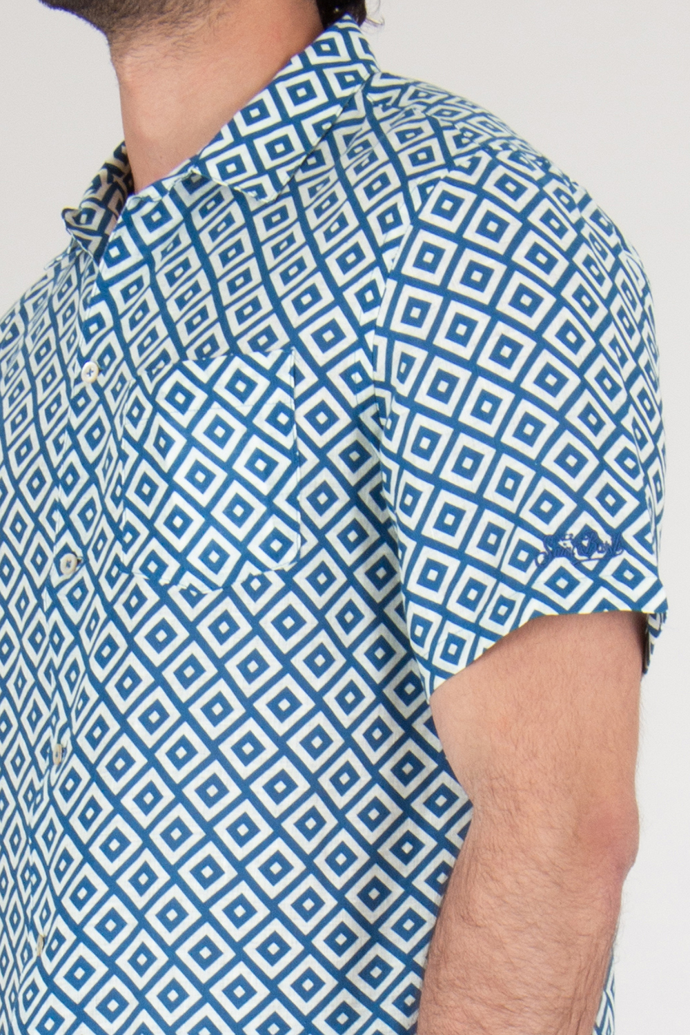 MC2 SAINT BARTH Short Sleeve Patterned Linen Shirt