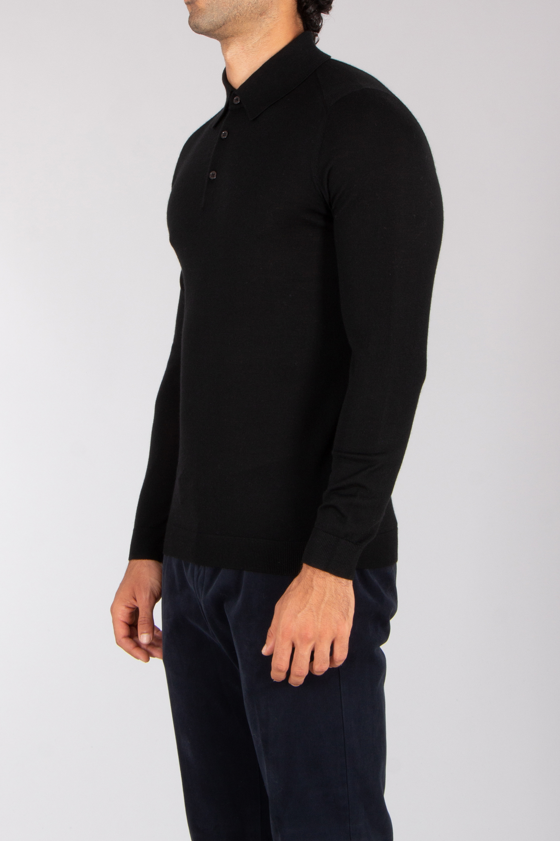 MIENTUS BERLIN Regular Fit Extra Fine Wool-Silk-Cashmere Blend Long-Sleeve Knit Polo Langarm, Hosen, Pullover, Mann, Person