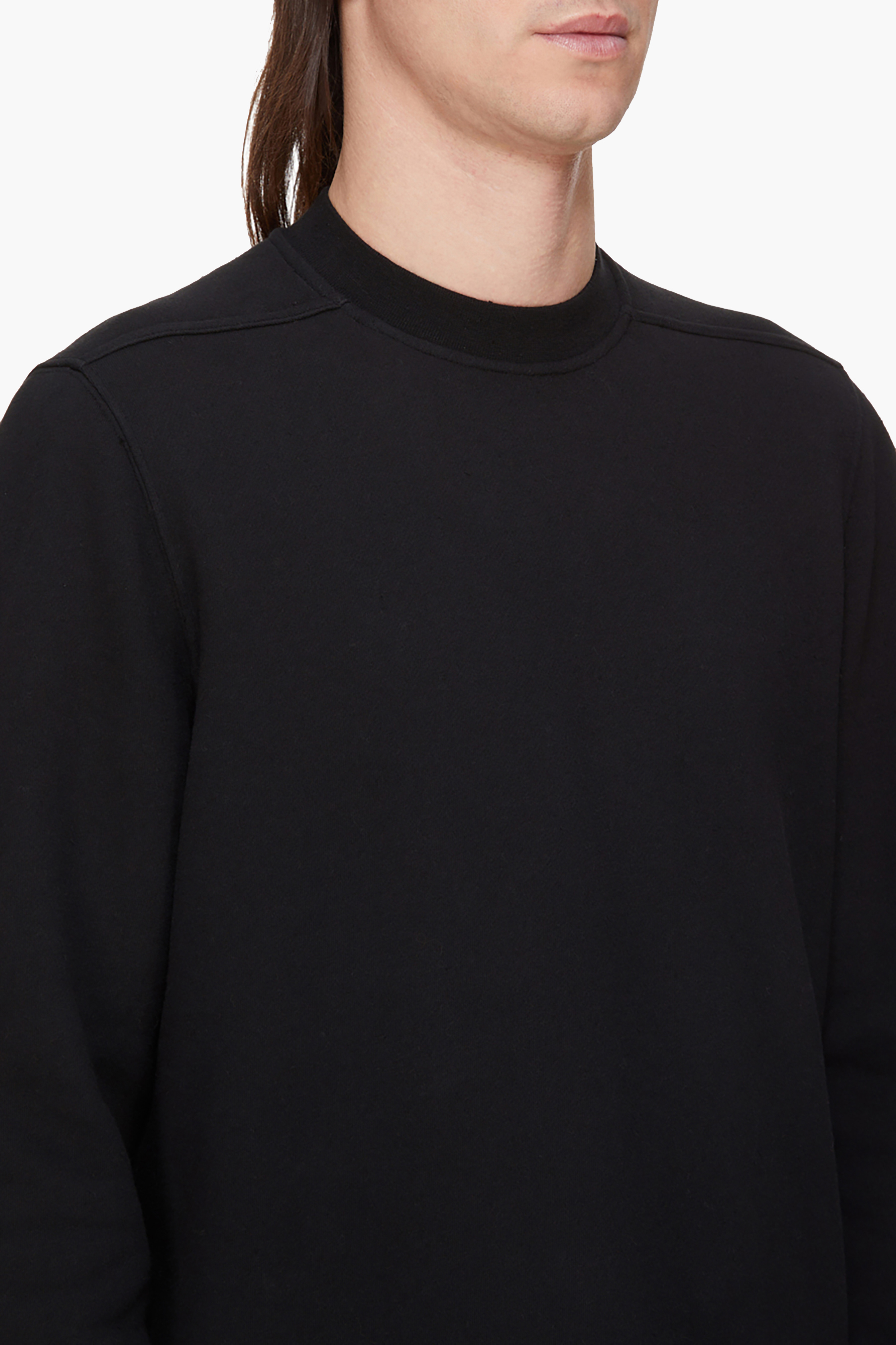 RICK OWENS DRKSHDW Regular Fit Brushed Organic Cotton French Terry Crewneck Sweatshirt Langarm, Pullover, Sweatshirt, T-shirt, Person