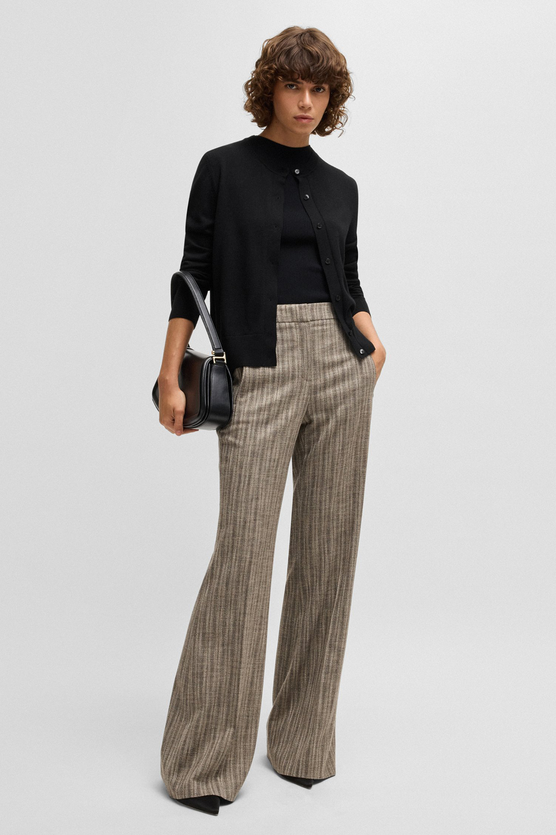 BOSS Regular Fit Virgin Wool Cardigan Fadenasi Formelle Kleidung, Anzug, Hosen, Blazer, Leinen