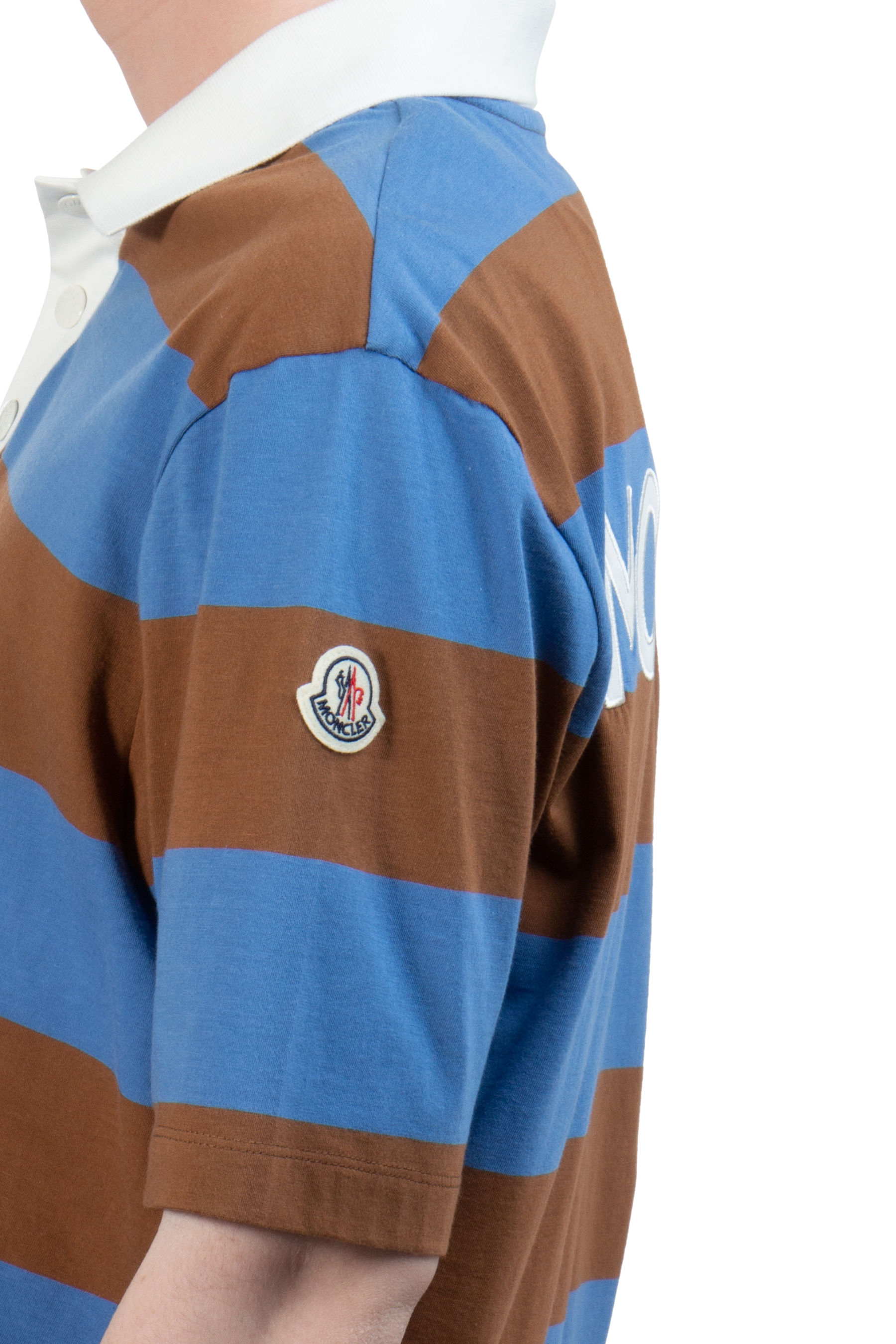 MONCLER Striped Cotton Polo Shirt