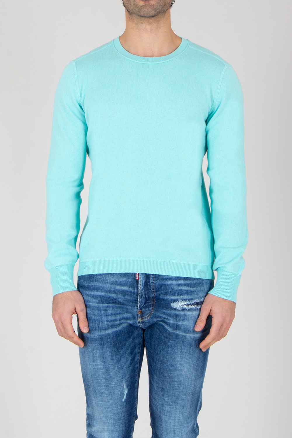 ALLUDE Regular Fit Cotton-Cashmere Blend Crew Neck Sweater