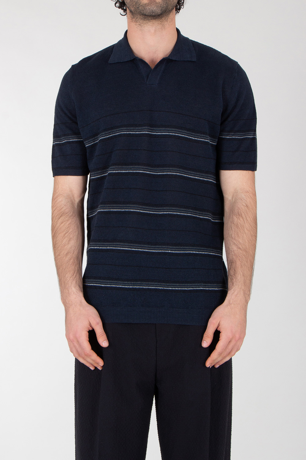 ROBERTO COLLINA Regular Fit Knitted Linen Polo Shirt