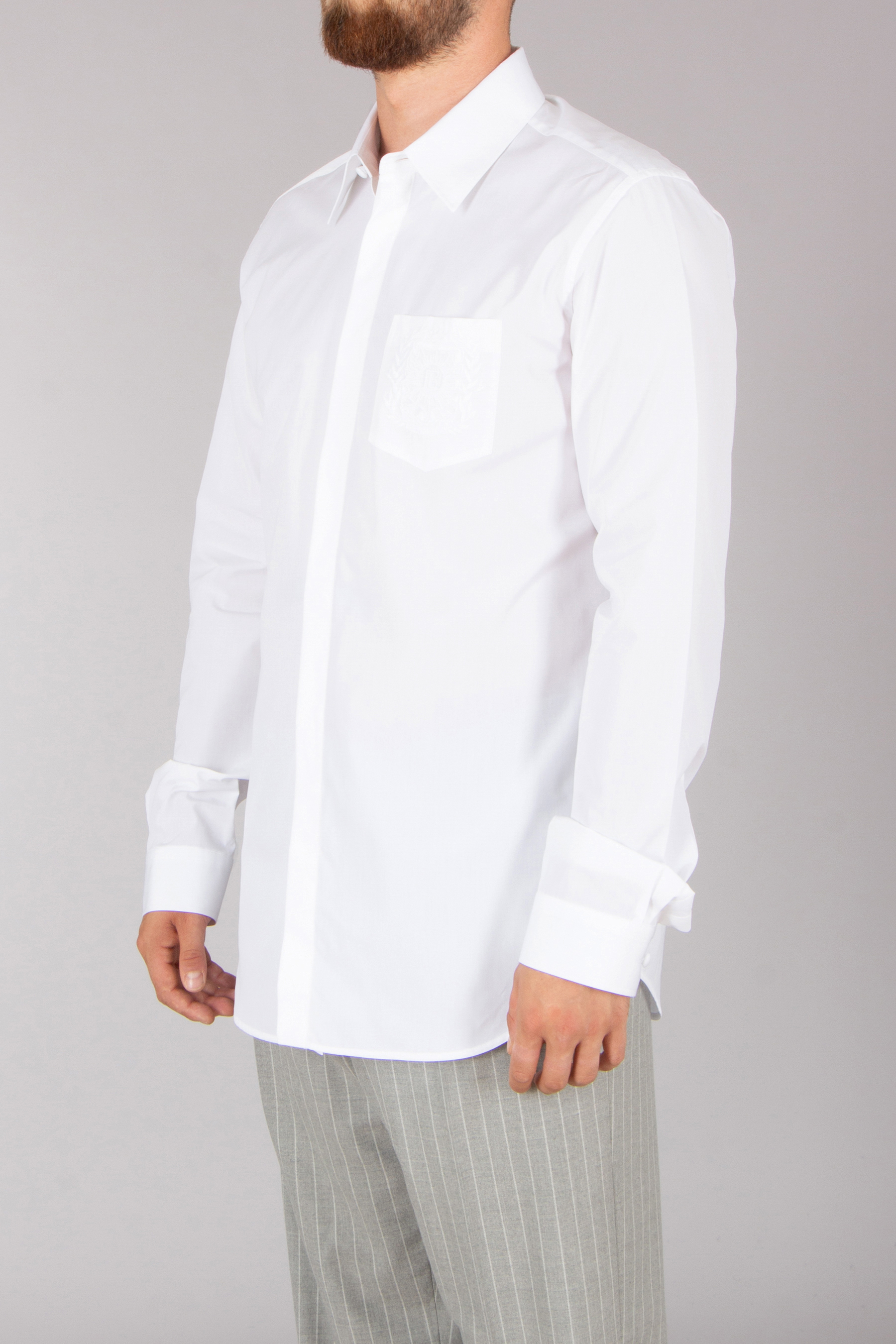 BALMAIN Regular Fit Embroidered Organic Cotton Shirt Bekleidung, Hemd, Kleid, Hemd, Langarm, Ärmel