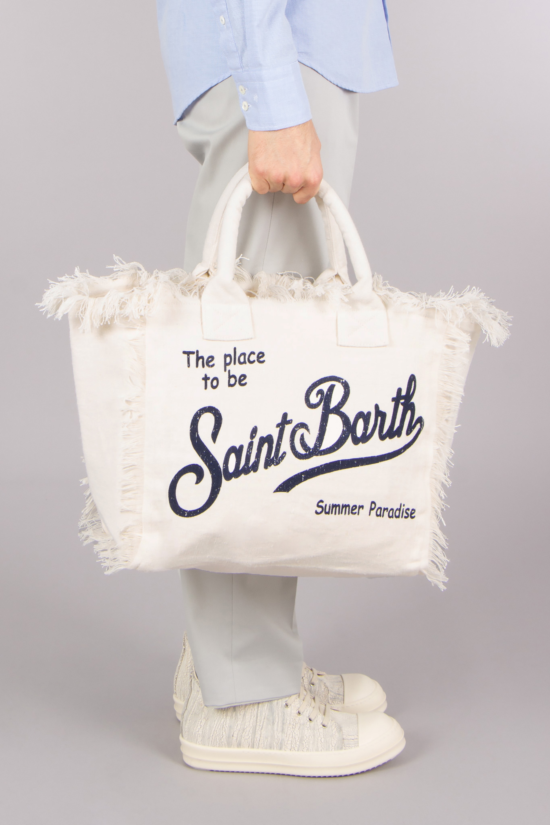 MC 2 SAINT BARTH Printed Linen Canvas Shopper Vanity
