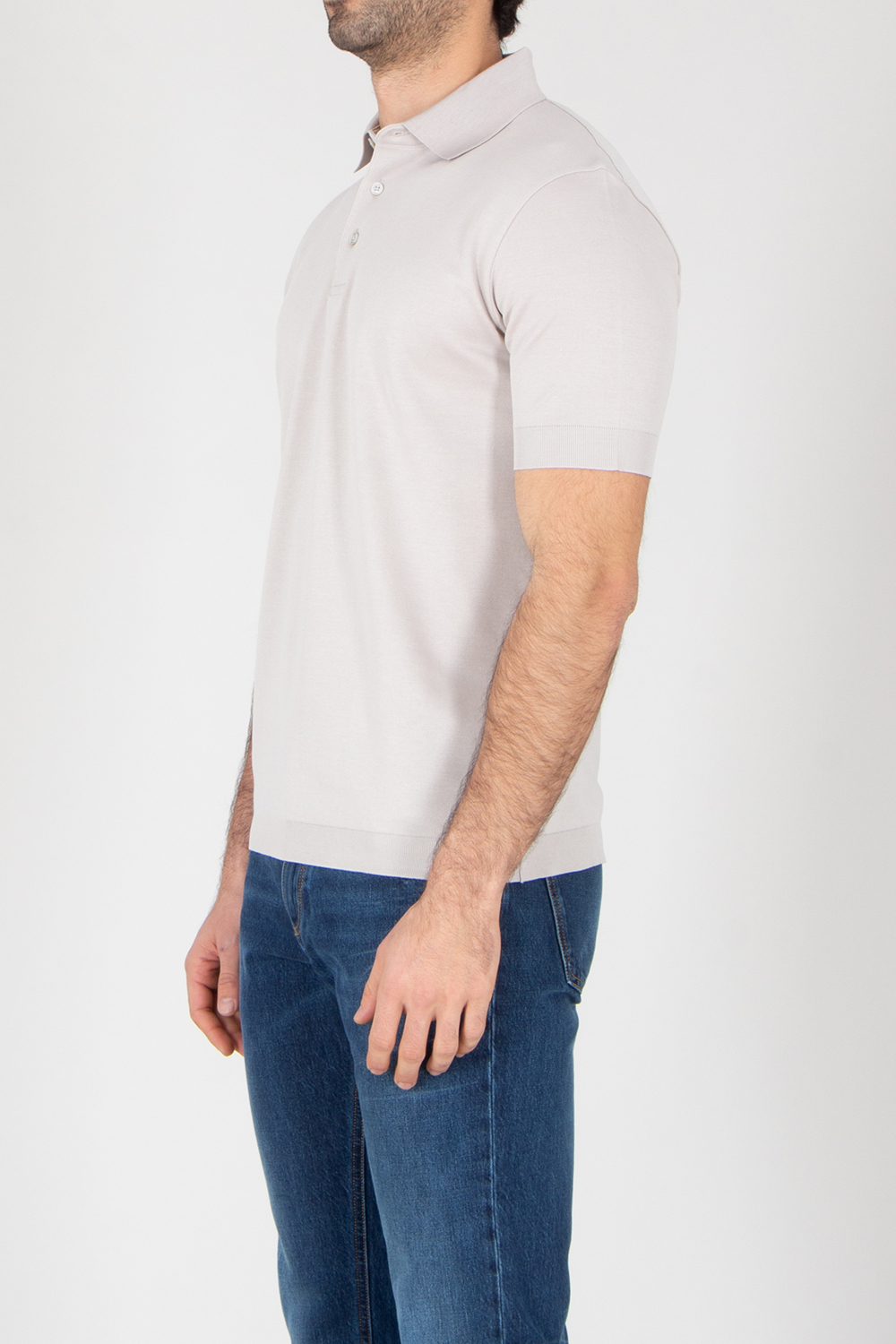 HERNO Regular Fit Cotton Jersey Knit Effect Polo Shirt