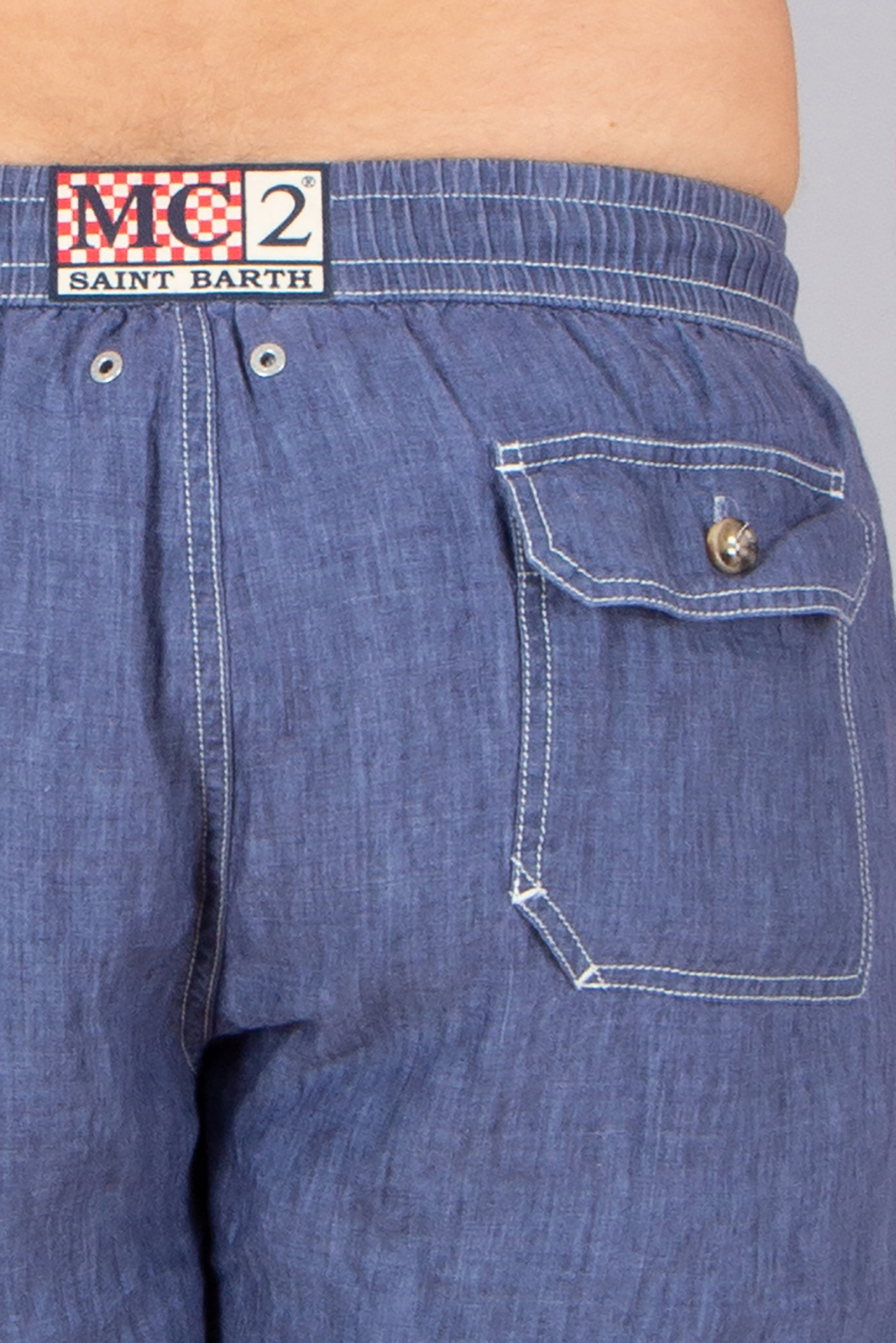 MC 2 SAINT BARTH Mid-Length Linen Swim Shorts Gustavia Bekleidung, Hosen, Jeans